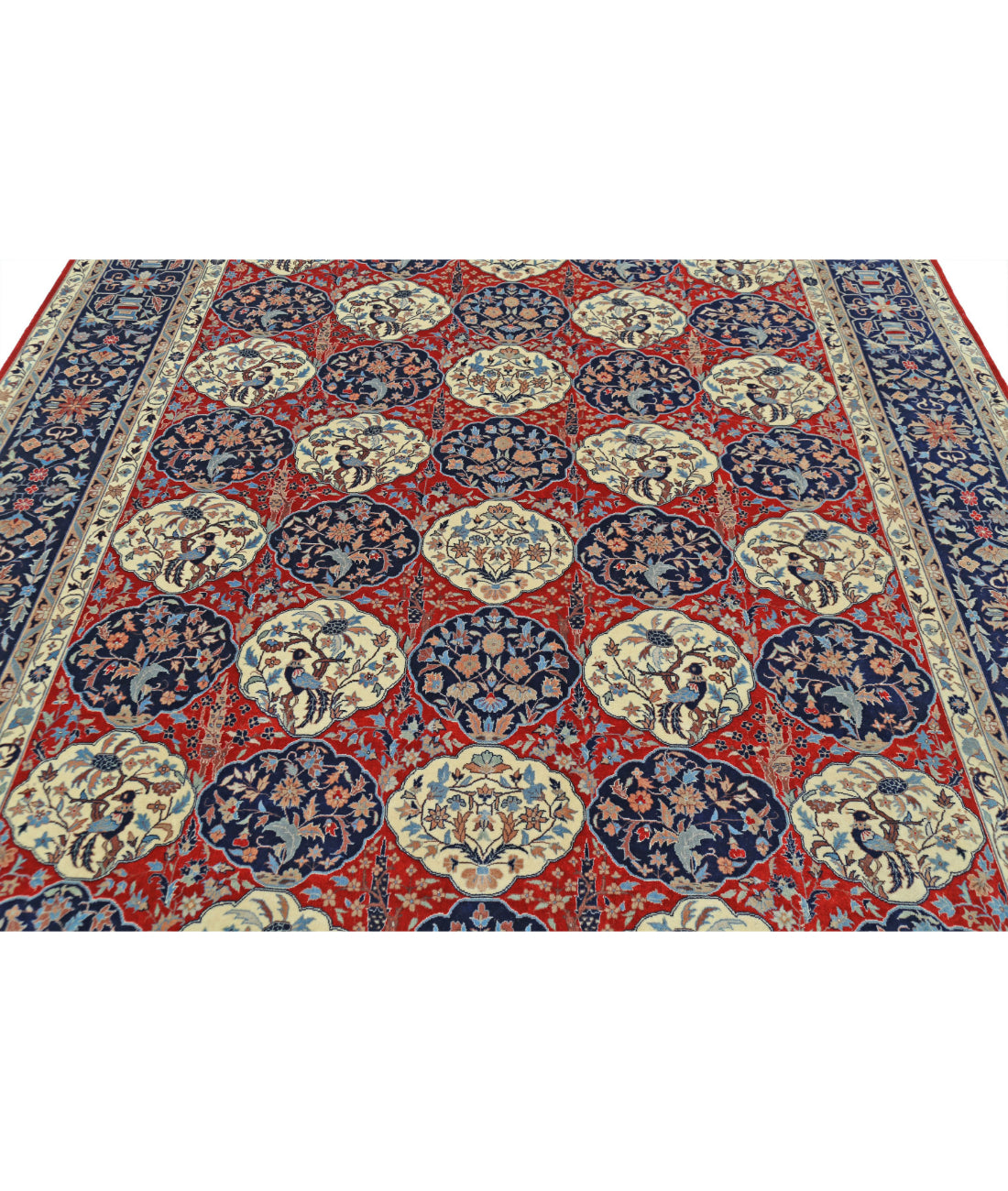 Hand Knotted Heritage Fine Persian Style Wool Rug - 8'1'' x 10'0'' 8'1'' x 10'0'' (243 X 300) / Red / Blue