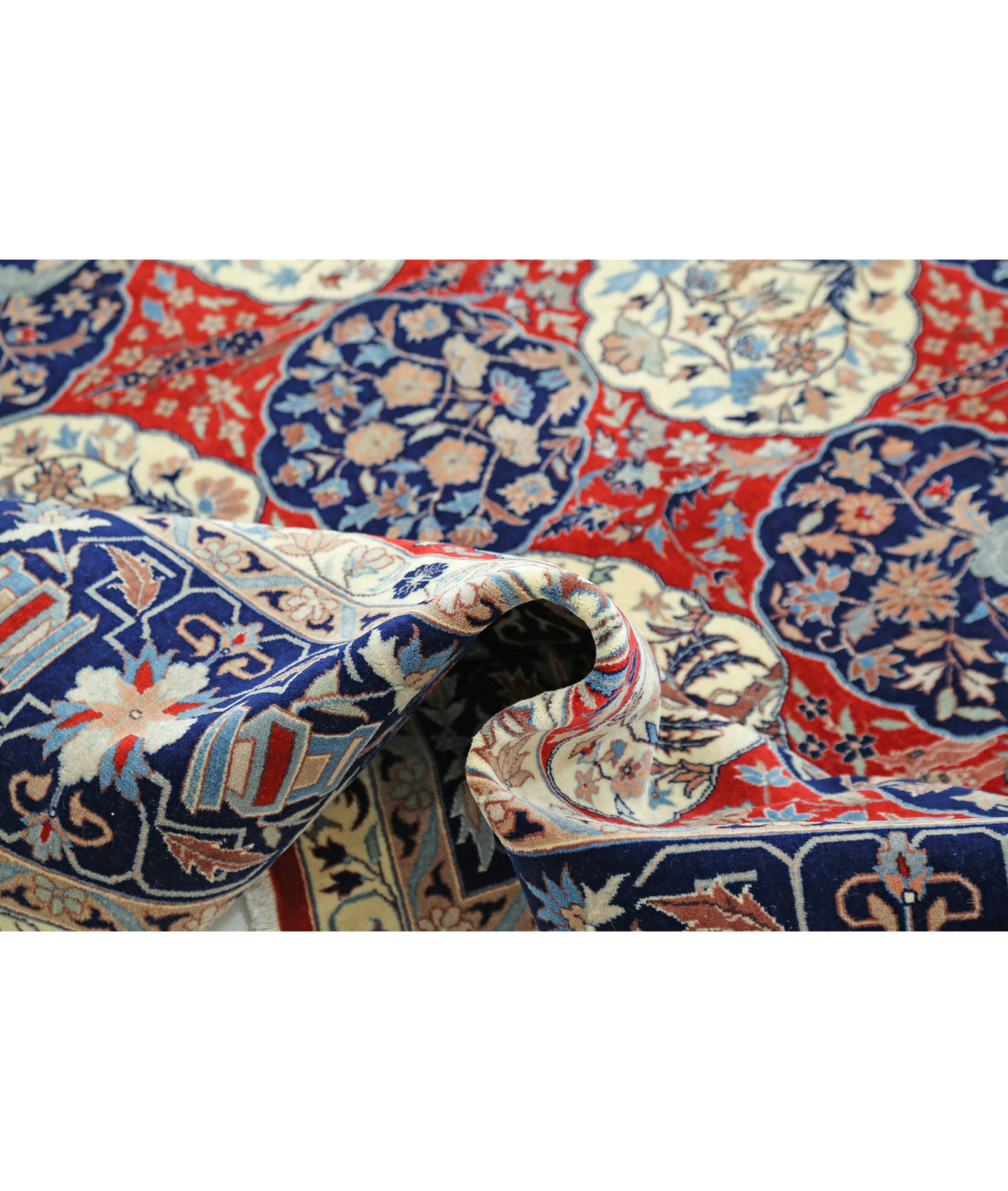 Hand Knotted Heritage Fine Persian Style Wool Rug - 8'1'' x 10'0'' 8'1'' x 10'0'' (243 X 300) / Red / Blue
