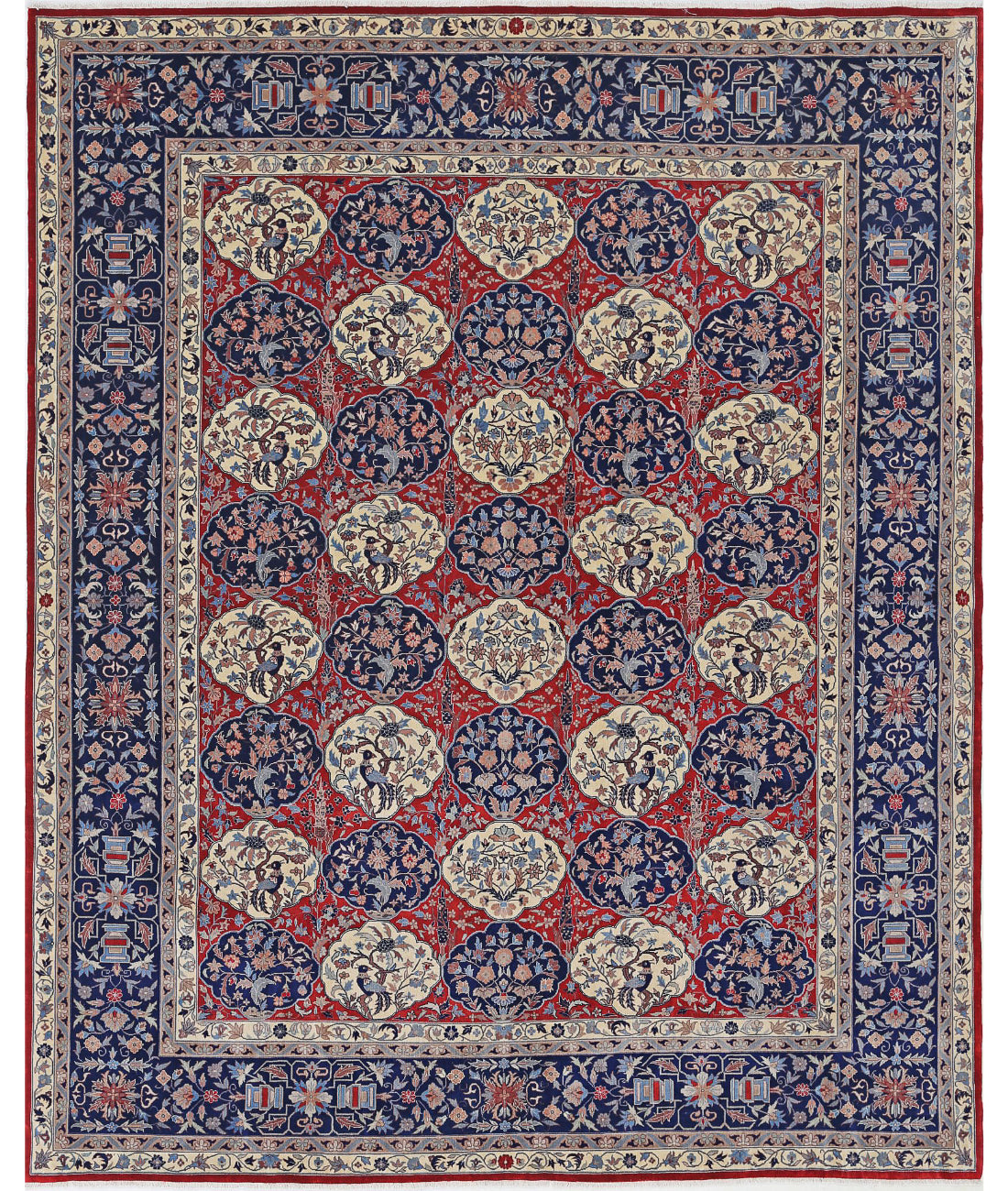 Hand Knotted Heritage Fine Persian Style Wool Rug - 8&#39;1&#39;&#39; x 10&#39;0&#39;&#39; 8&#39;1&#39;&#39; x 10&#39;0&#39;&#39; (243 X 300) / Red / Blue