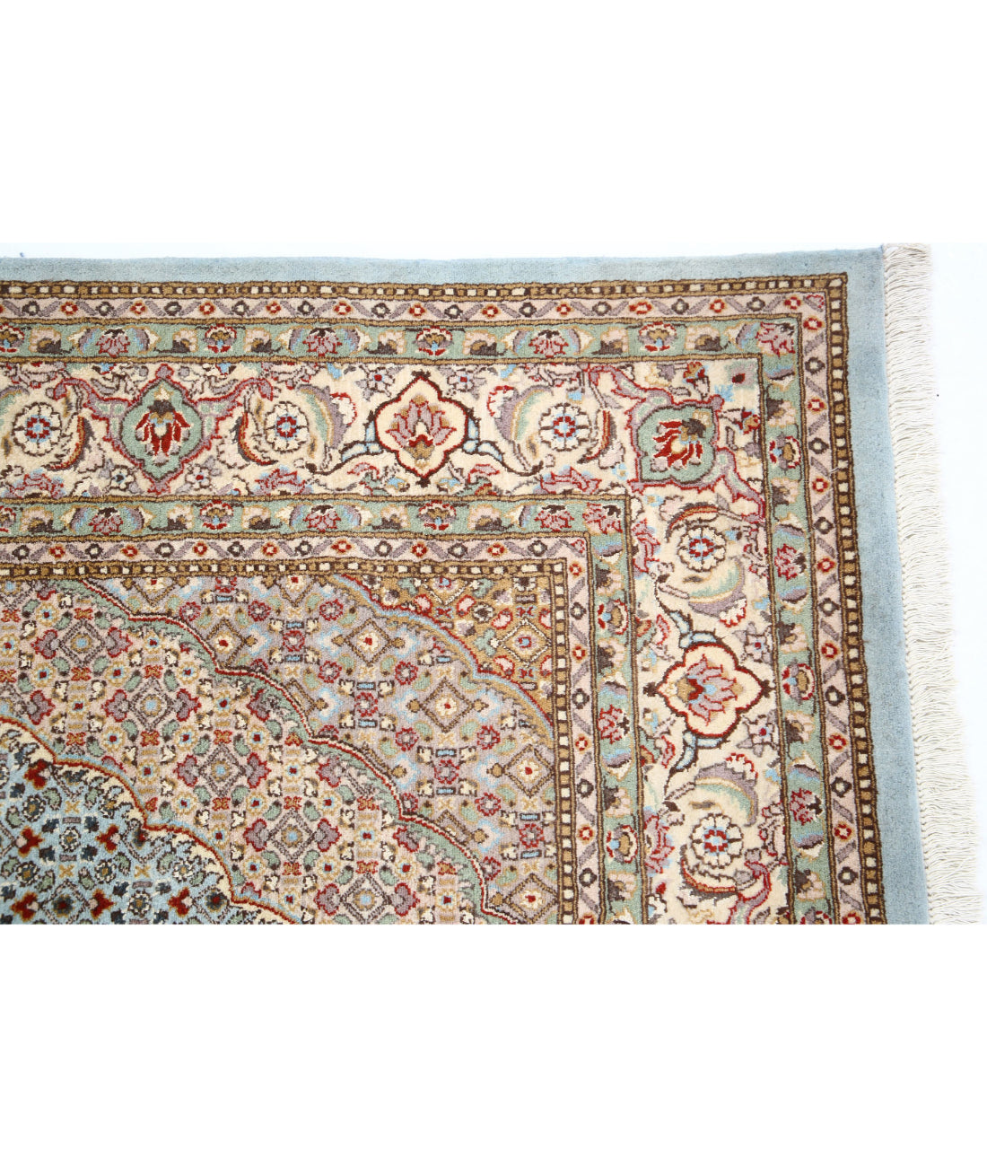 Hand Knotted Heritage Persian Style Tabriz Mahi Wool Rug - 6'1'' x 9'0'' 6'1'' x 9'0'' (183 X 270) / Blue / Ivory
