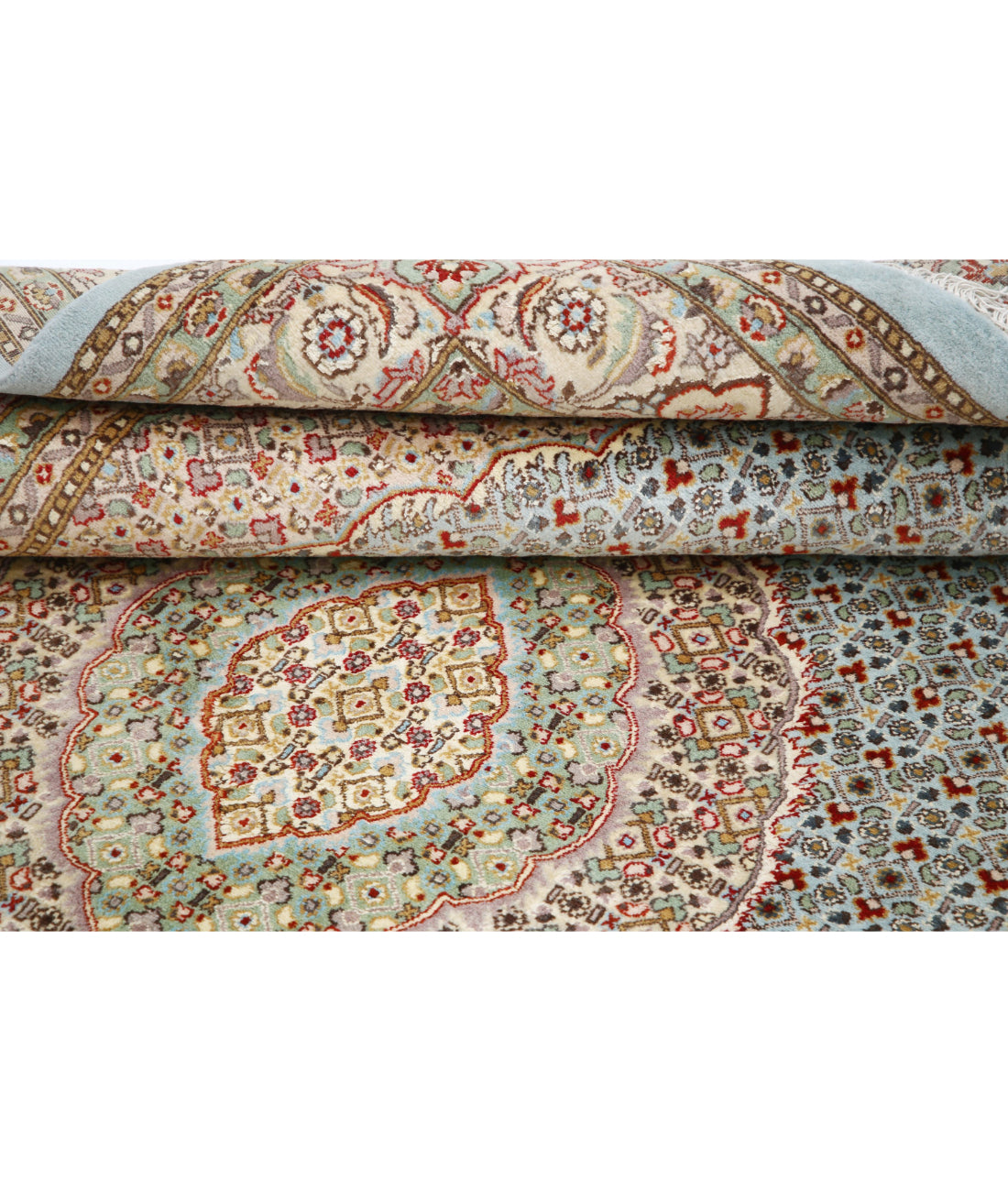 Hand Knotted Heritage Persian Style Tabriz Mahi Wool Rug - 6'1'' x 9'0'' 6'1'' x 9'0'' (183 X 270) / Blue / Ivory