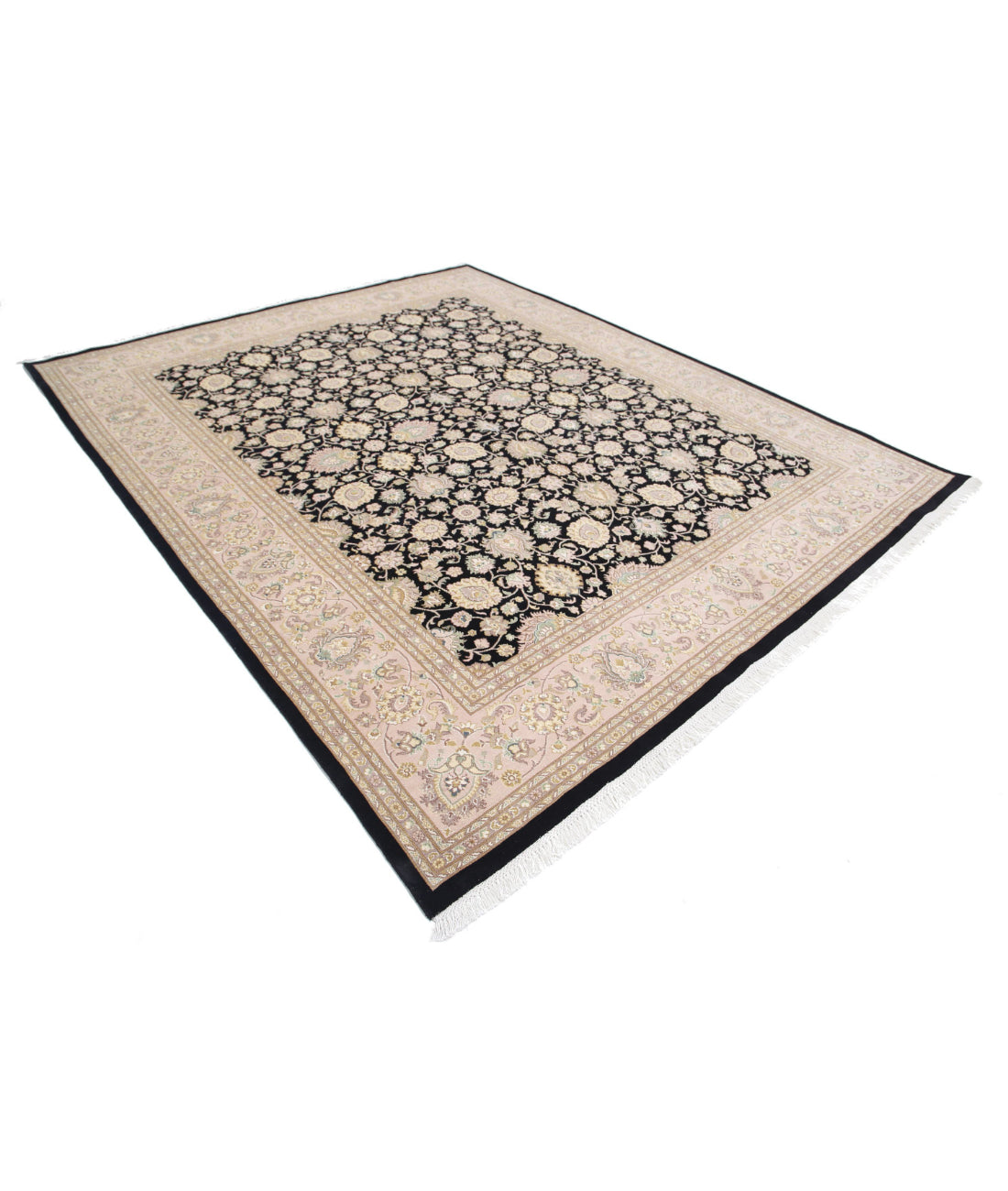 Hand Knotted Heritage Persian Style Wool Rug - 8'3'' x 9'11'' 8'3'' x 9'11'' (248 X 298) / Black / Taupe