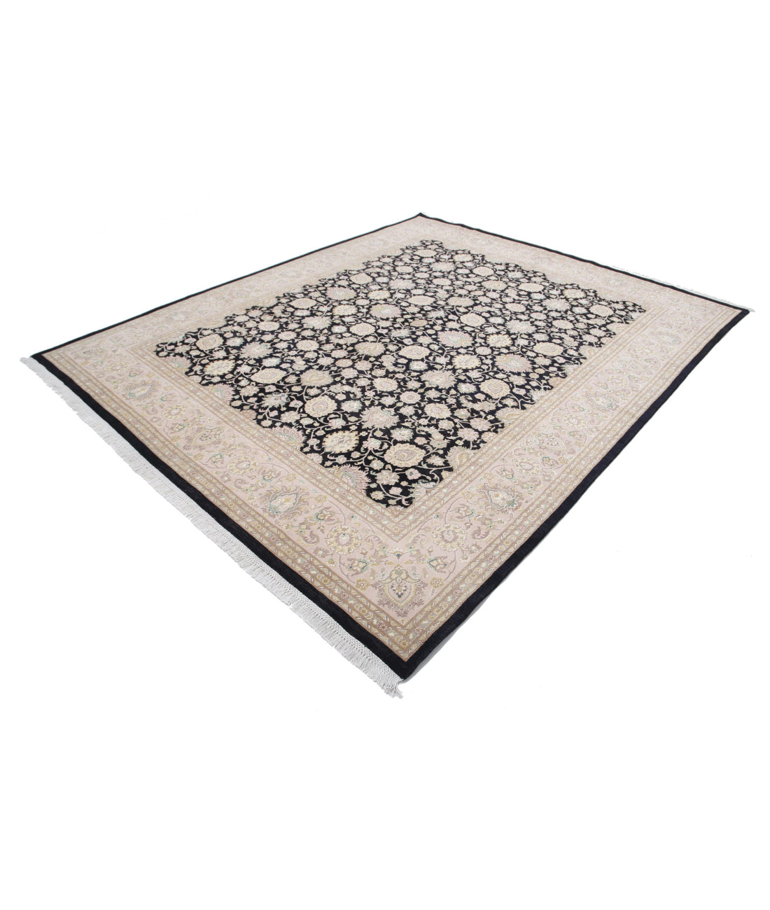 Hand Knotted Heritage Persian Style Wool Rug - 8'3'' x 9'11'' 8'3'' x 9'11'' (248 X 298) / Black / Taupe