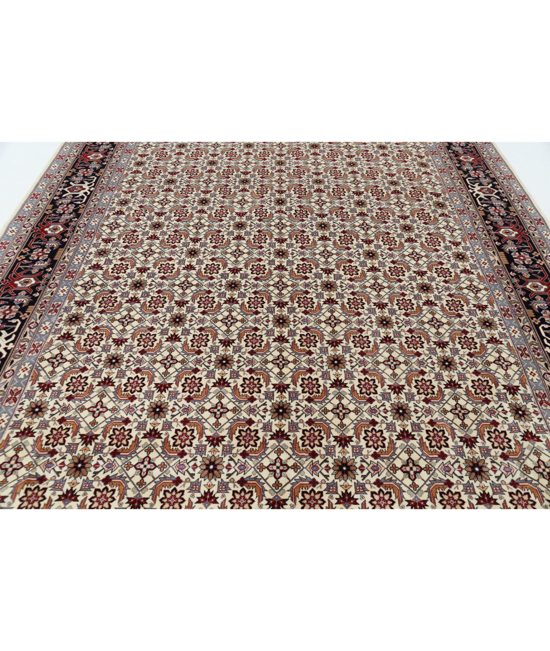 Hand Knotted Heritage Persian Style Wool Rug - 8'3'' x 11'5'' 8'3'' x 11'5'' (248 X 343) / Ivory / Blue