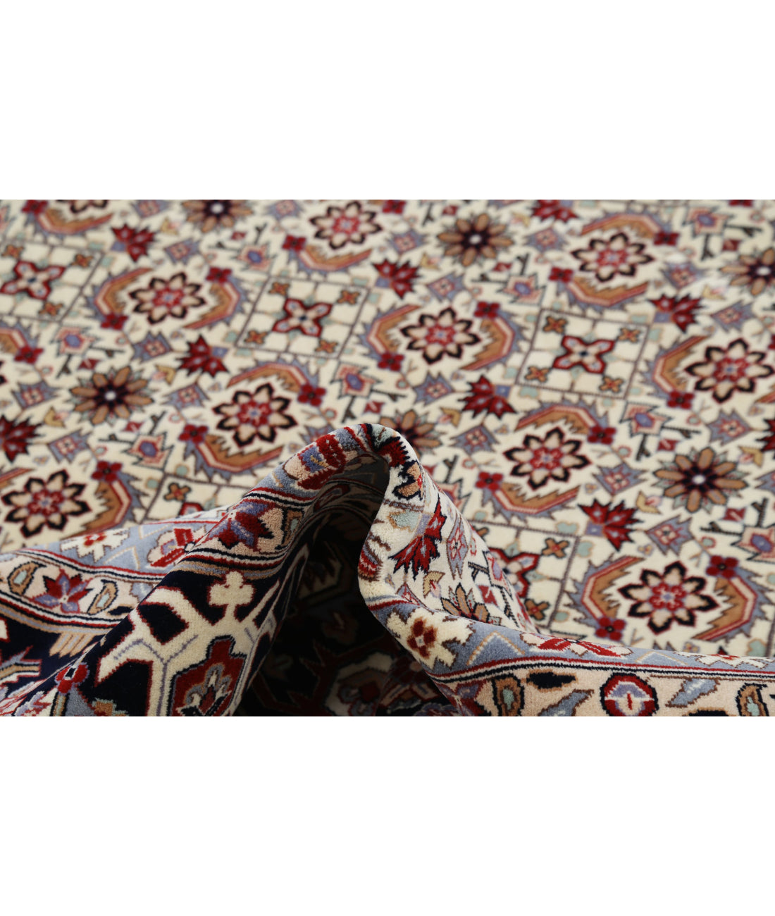 Hand Knotted Heritage Persian Style Wool Rug - 8'3'' x 11'5'' 8'3'' x 11'5'' (248 X 343) / Ivory / Blue