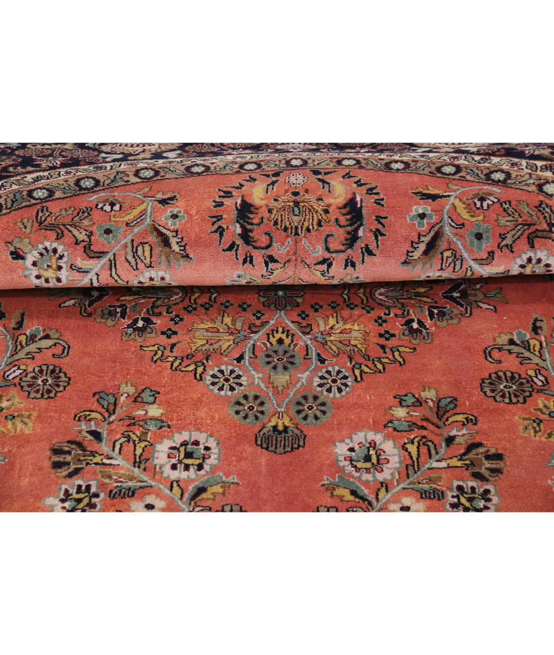 Hand Knotted Heritage Persian Style Wool Rug - 7'8'' x 7'10'' 7'8'' x 7'10'' (230 X 235) / Pink / Blue