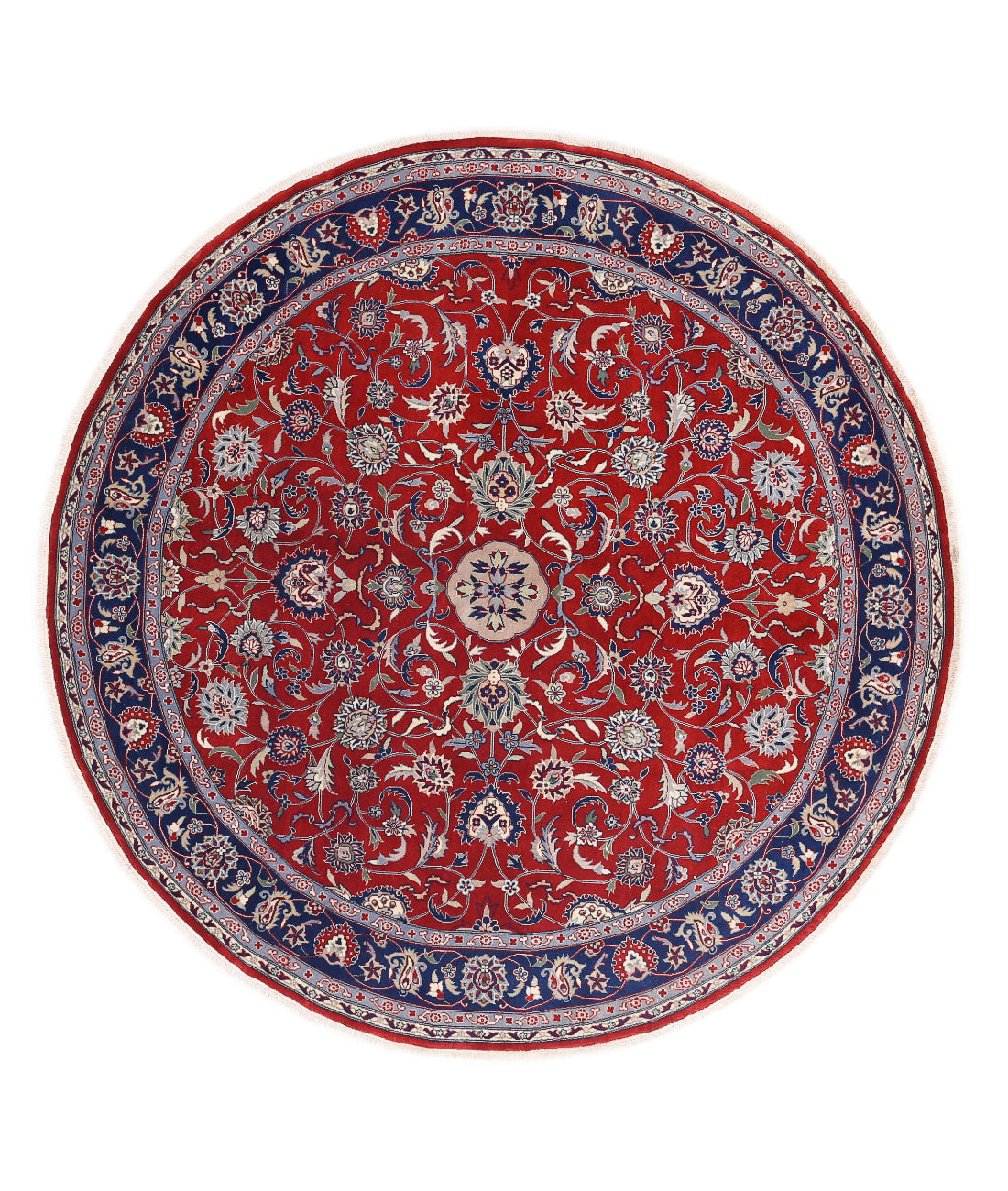 Hand Knotted Heritage Persian Style Wool Rug - 6'7'' x 6'7'' 6'7'' x 6'7'' (198 X 198) / Red / Blue