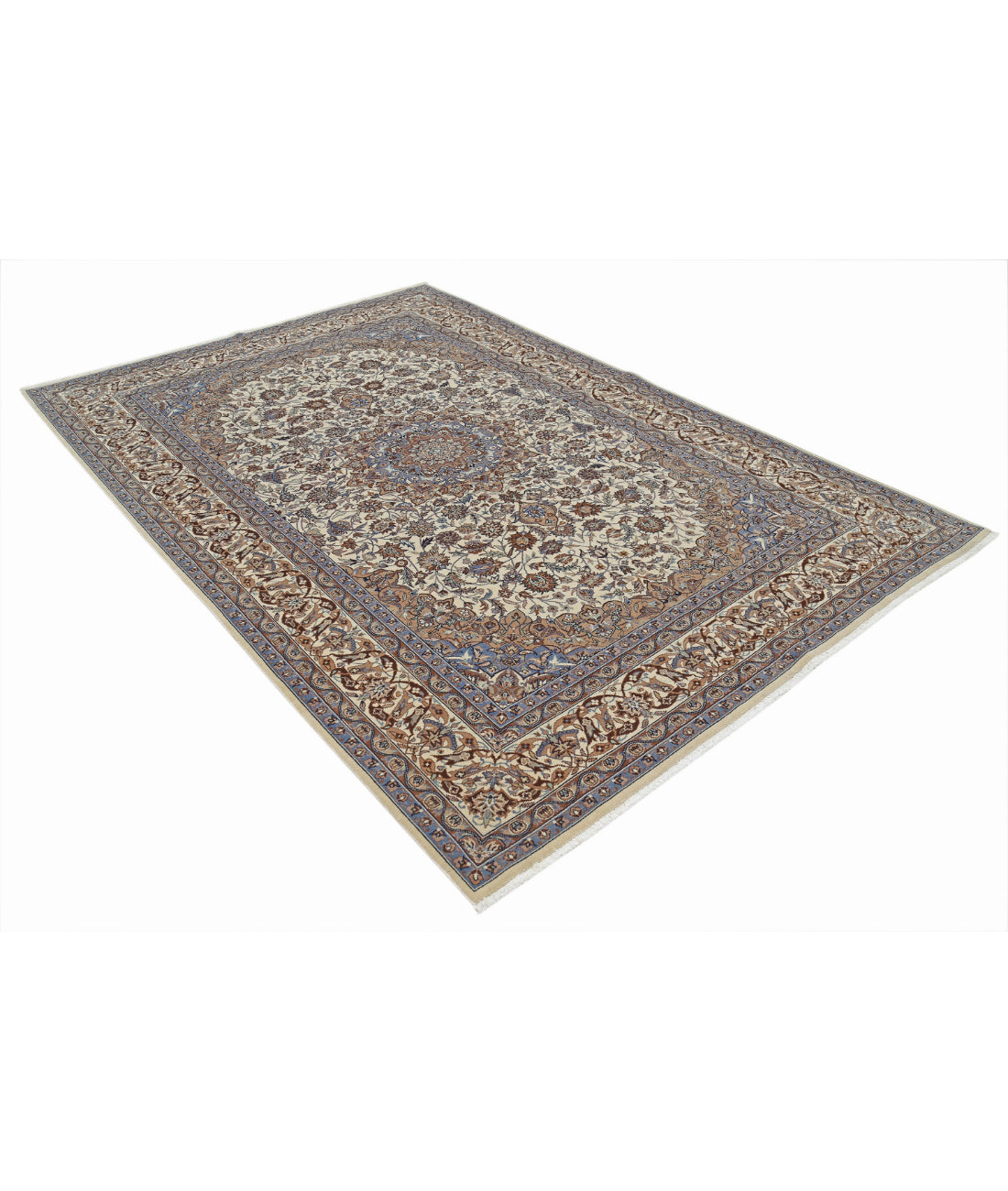 Hand Knotted Heritage Persian Style Wool Rug - 5'11'' x 8'11'' 5'11'' x 8'11'' (178 X 268) / Ivory / Blue