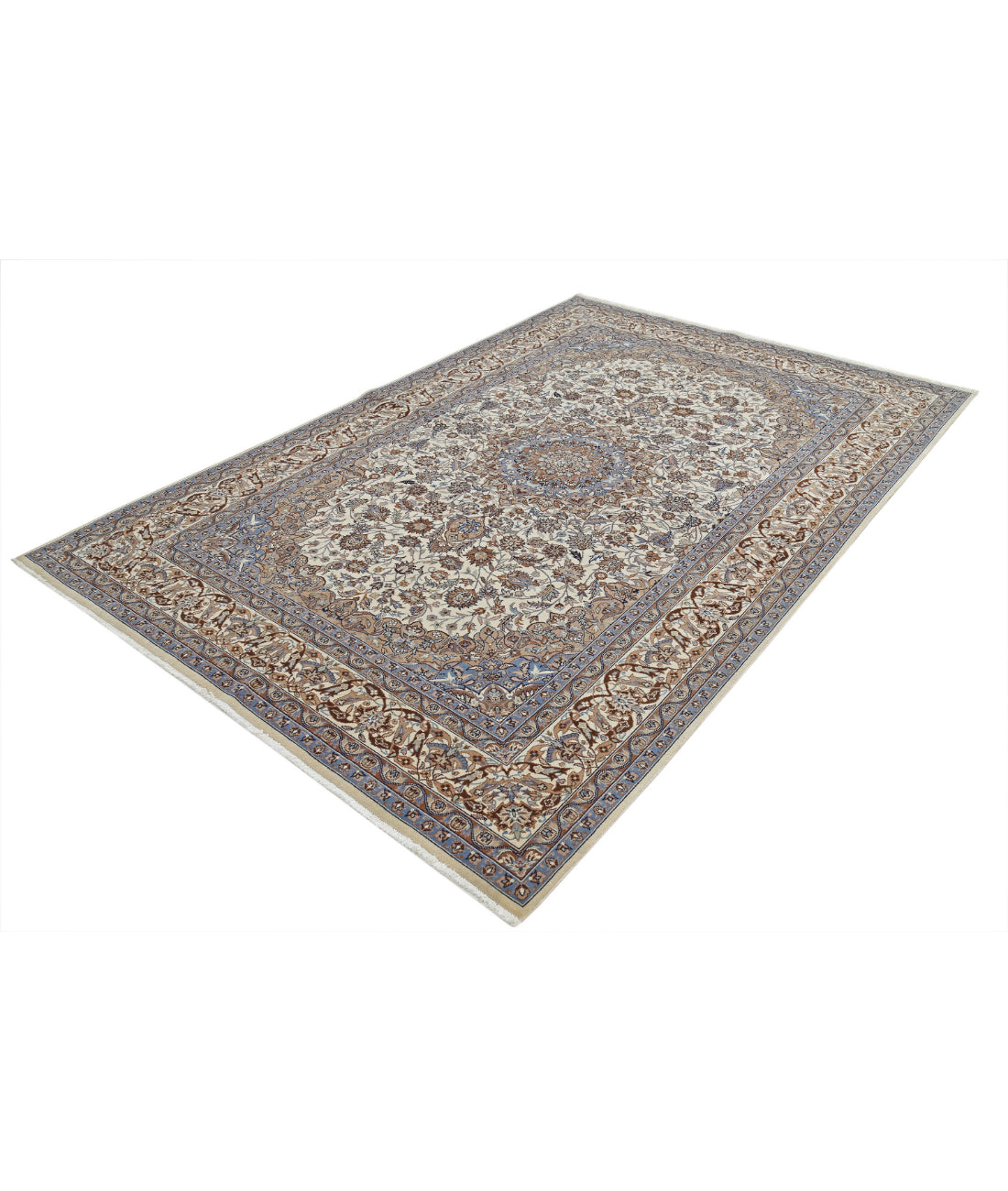 Hand Knotted Heritage Persian Style Wool Rug - 5'11'' x 8'11'' 5'11'' x 8'11'' (178 X 268) / Ivory / Blue