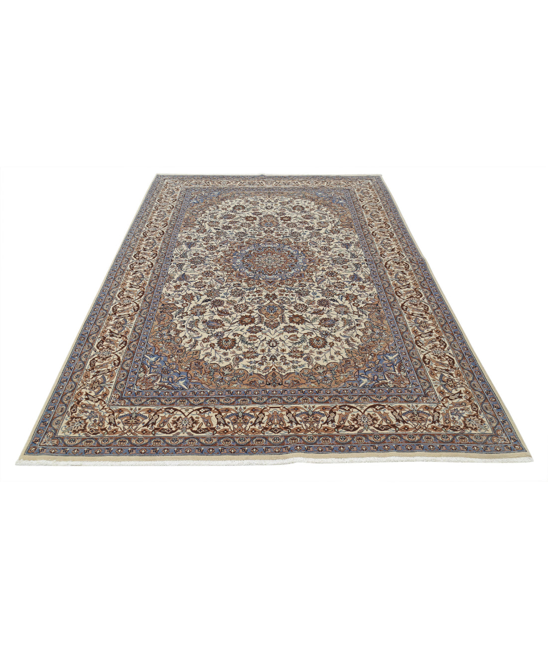 Hand Knotted Heritage Persian Style Wool Rug - 5'11'' x 8'11'' 5'11'' x 8'11'' (178 X 268) / Ivory / Blue