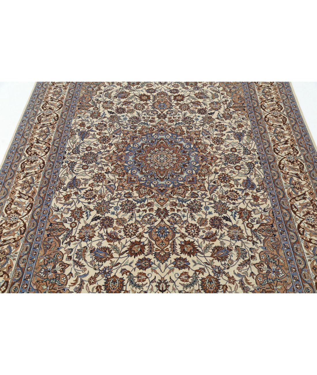 Hand Knotted Heritage Persian Style Wool Rug - 5'11'' x 8'11'' 5'11'' x 8'11'' (178 X 268) / Ivory / Blue