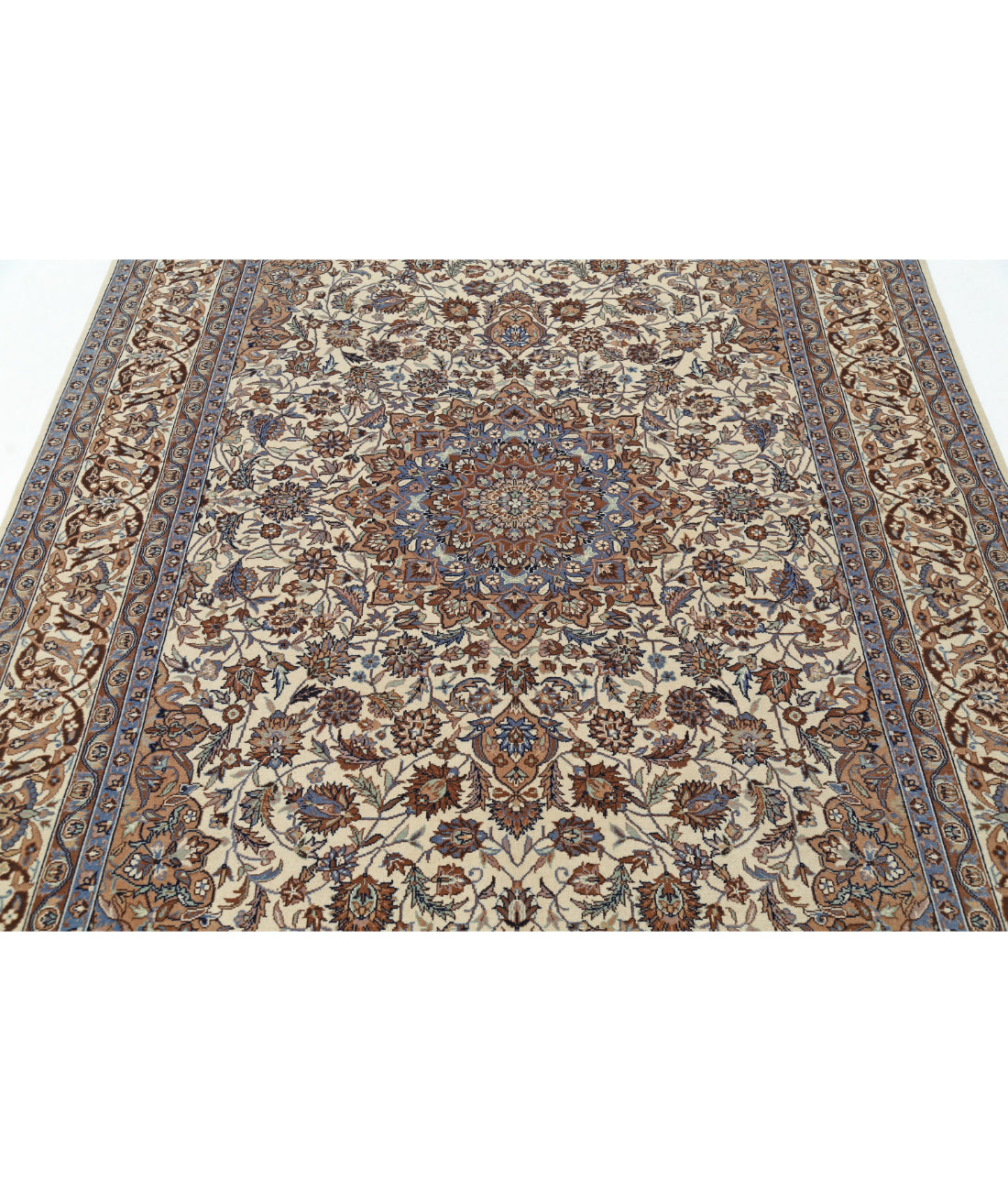 Hand Knotted Heritage Persian Style Wool Rug - 5'11'' x 8'11'' 5'11'' x 8'11'' (178 X 268) / Ivory / Blue