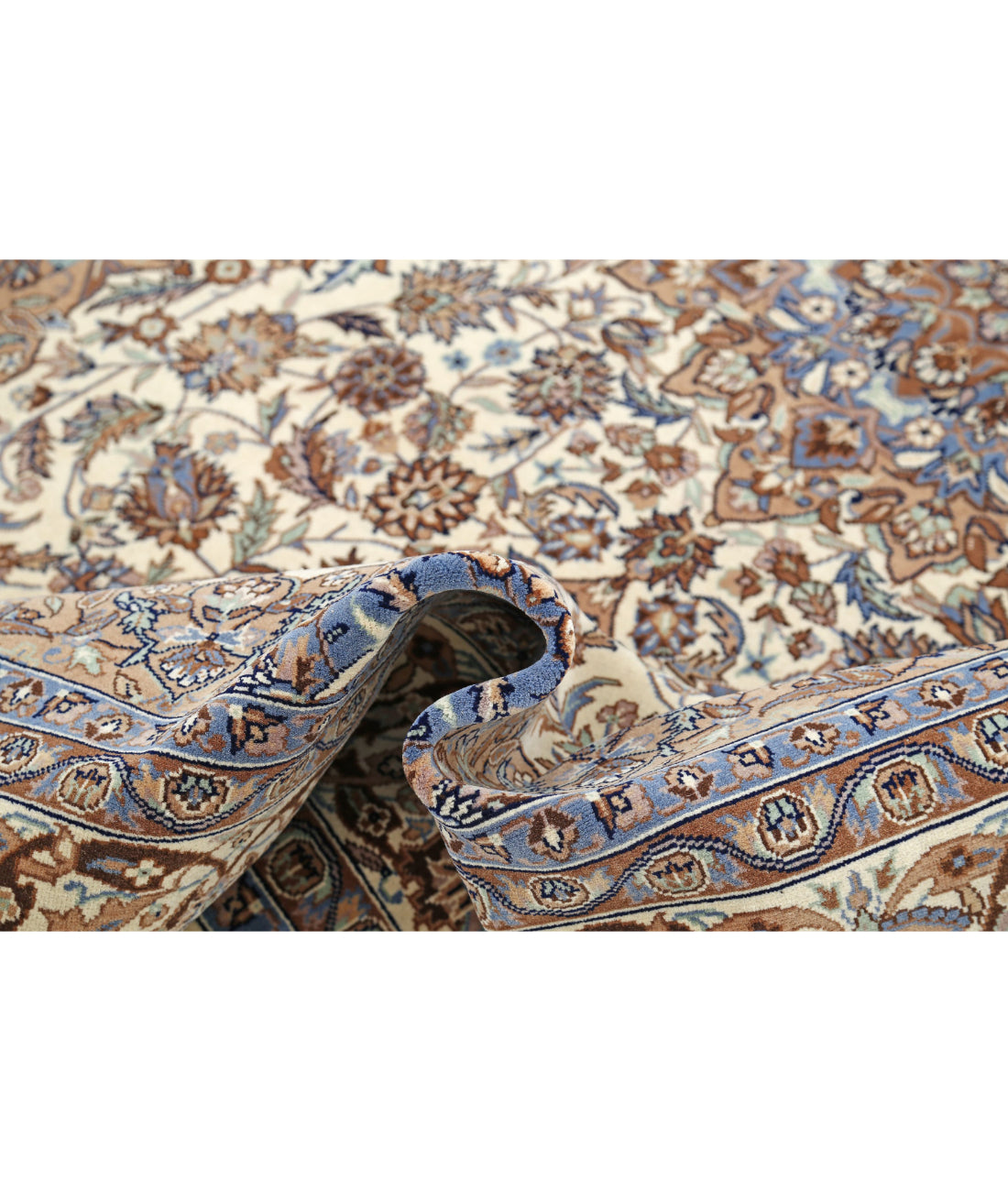 Hand Knotted Heritage Persian Style Wool Rug - 5'11'' x 8'11'' 5'11'' x 8'11'' (178 X 268) / Ivory / Blue