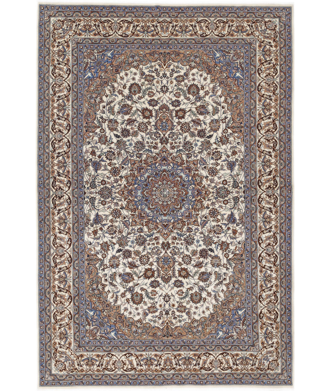 Hand Knotted Heritage Persian Style Wool Rug - 5&#39;11&#39;&#39; x 8&#39;11&#39;&#39; 5&#39;11&#39;&#39; x 8&#39;11&#39;&#39; (178 X 268) / Ivory / Blue