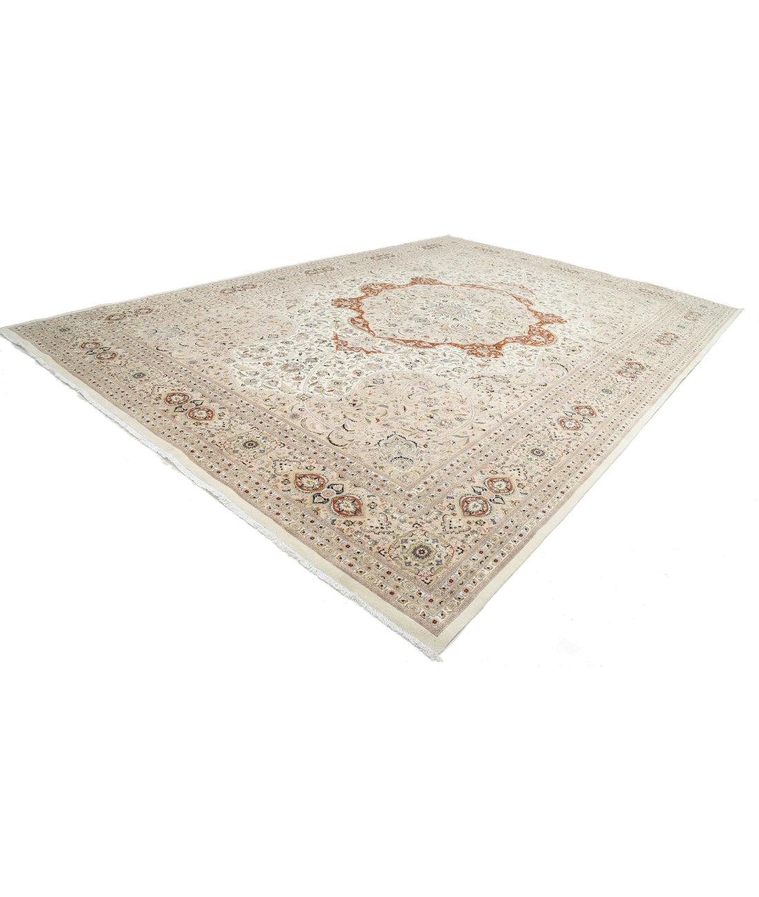 Hand Knotted Heritage Persian Style Wool Rug - 12'0'' x 17'10'' 12'0'' x 17'10'' (360 X 535) / Ivory / Beige