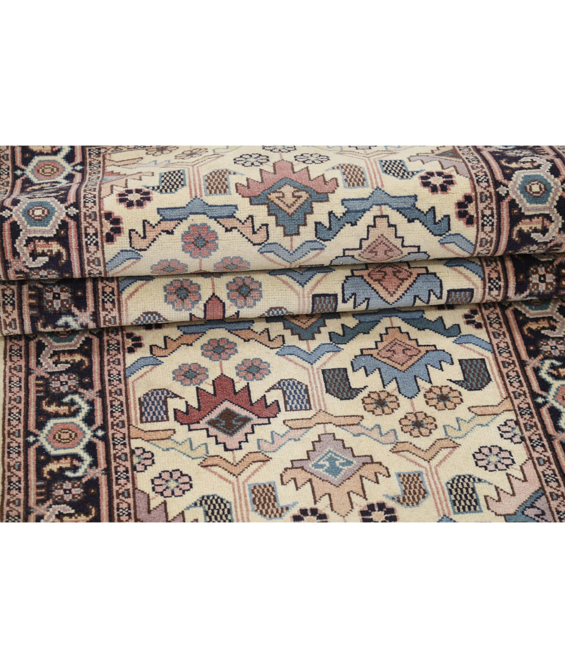 Hand Knotted Heritage Persian Style Wool Rug - 2'8'' x 13'7'' 2'8'' x 13'7'' (80 X 408) / Beige / Blue