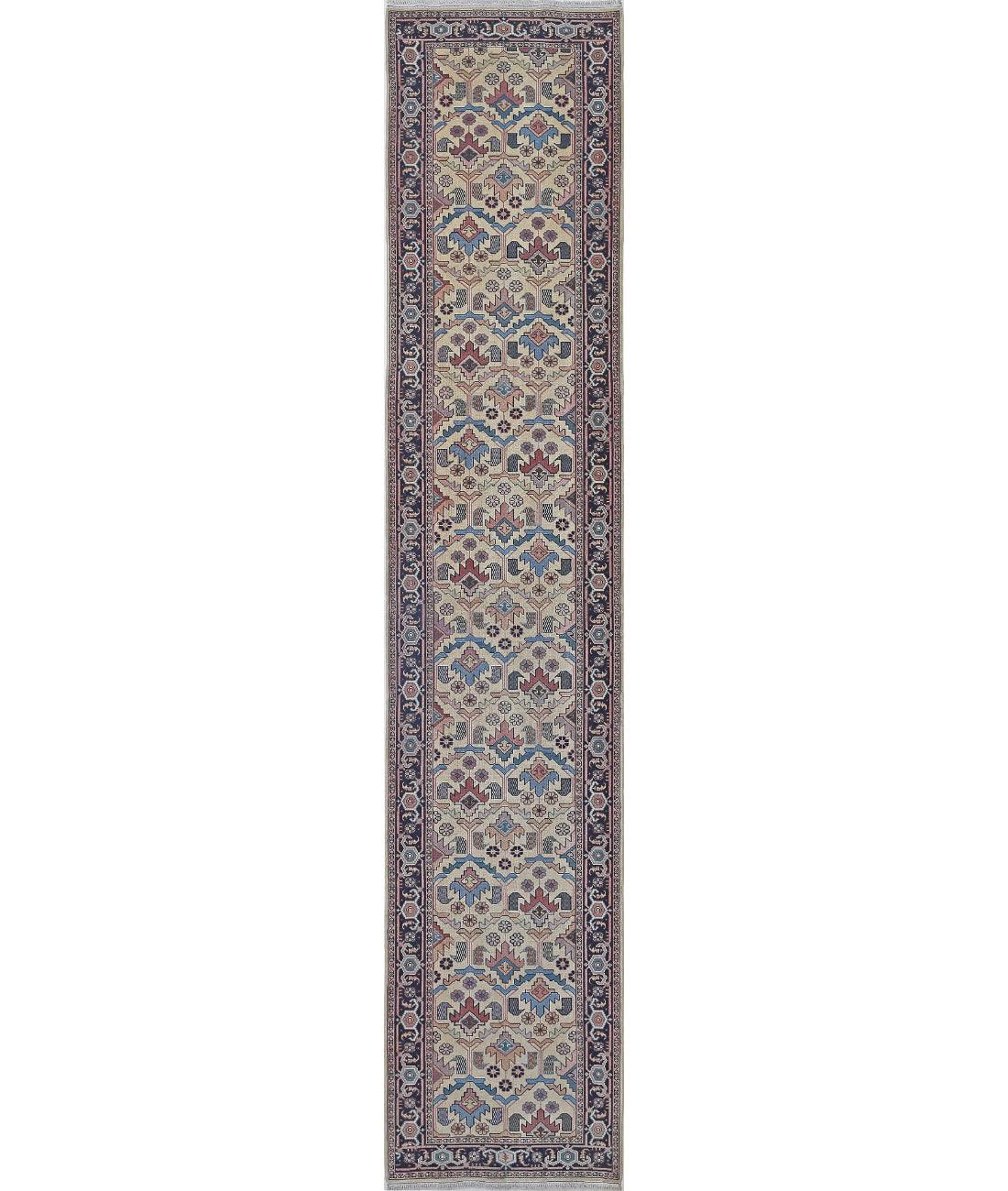 Hand Knotted Heritage Persian Style Wool Rug - 2&#39;8&#39;&#39; x 13&#39;7&#39;&#39; 2&#39;8&#39;&#39; x 13&#39;7&#39;&#39; (80 X 408) / Beige / Blue