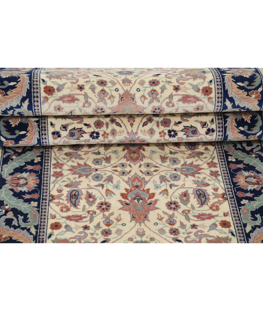 Hand Knotted Heritage Persian Style Wool Rug - 2'7'' x 13'9'' 2'7'' x 13'9'' (78 X 413) / Ivory / Blue