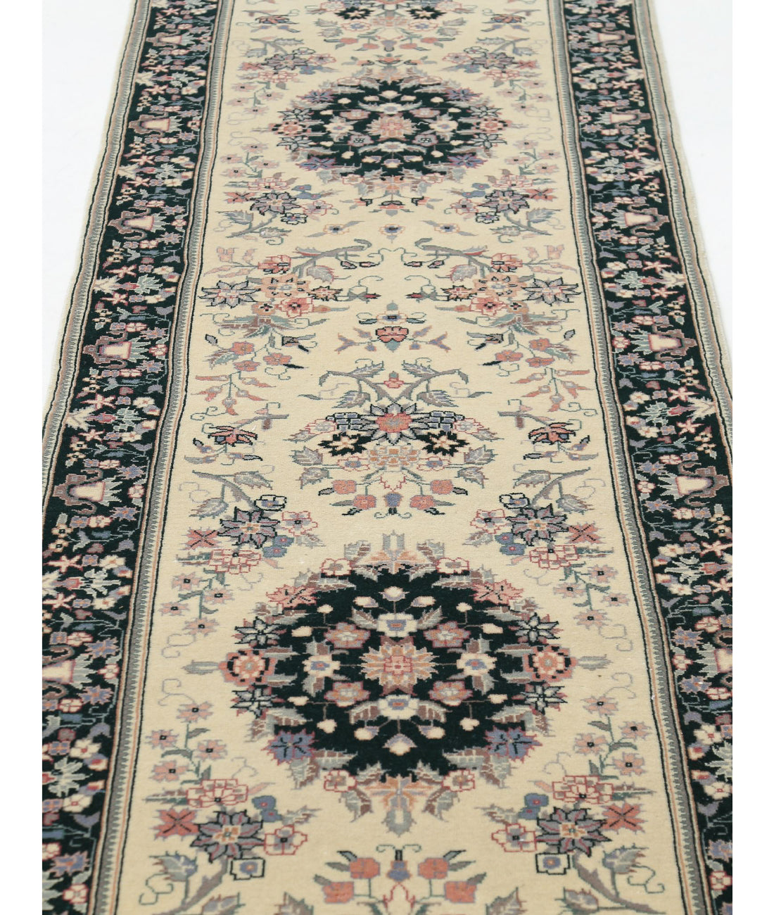 Hand Knotted Heritage Persian Style Wool Rug - 2'6'' x 13'7'' 2'6'' x 13'7'' (75 X 408) / Ivory / Green