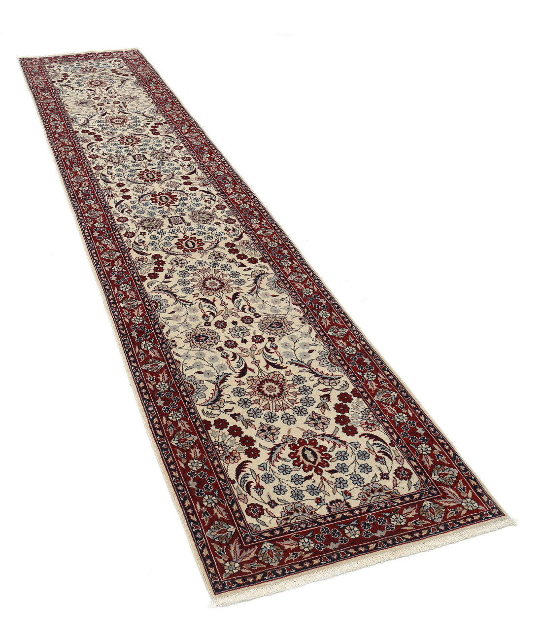 Hand Knotted Heritage Persian Style Wool Rug - 2'6'' x 12'0'' 2'6'' x 12'0'' (75 X 360) / Ivory / Red