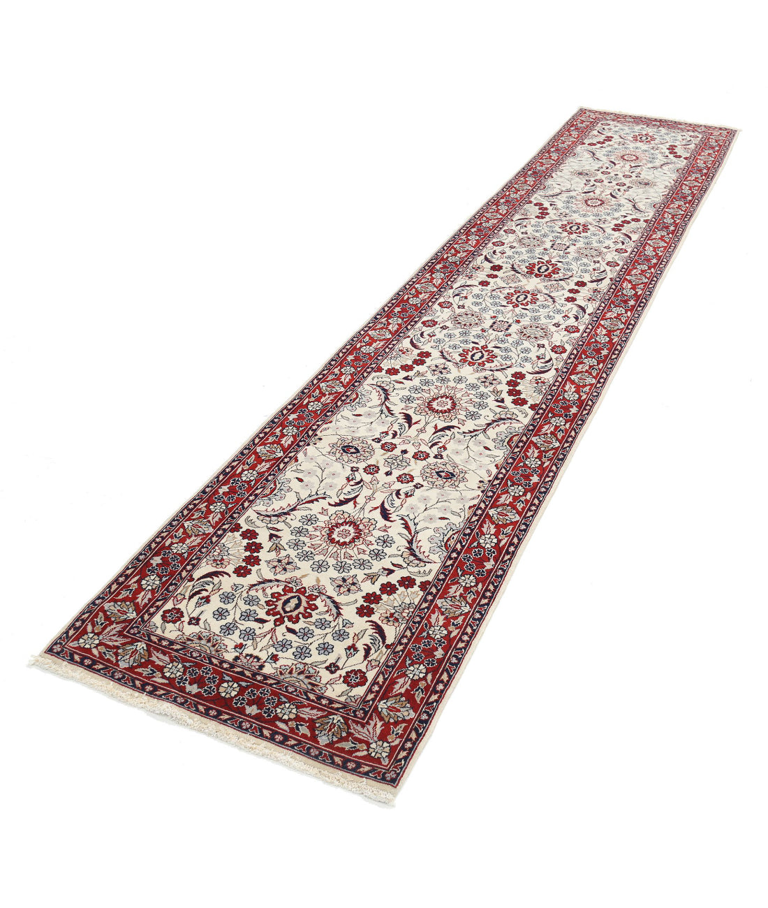Hand Knotted Heritage Persian Style Wool Rug - 2'6'' x 12'0'' 2'6'' x 12'0'' (75 X 360) / Ivory / Red