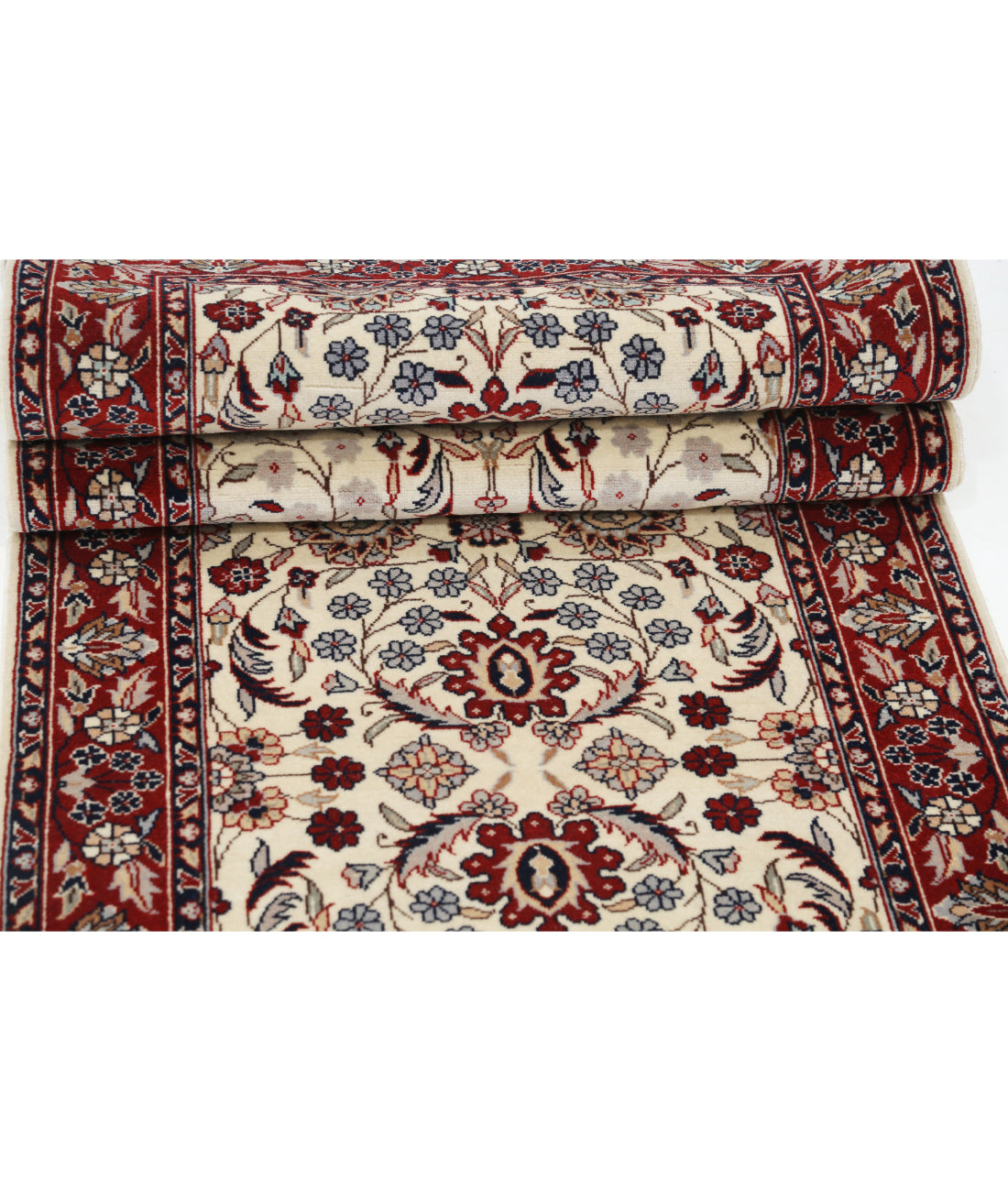 Hand Knotted Heritage Persian Style Wool Rug - 2'6'' x 12'0'' 2'6'' x 12'0'' (75 X 360) / Ivory / Red