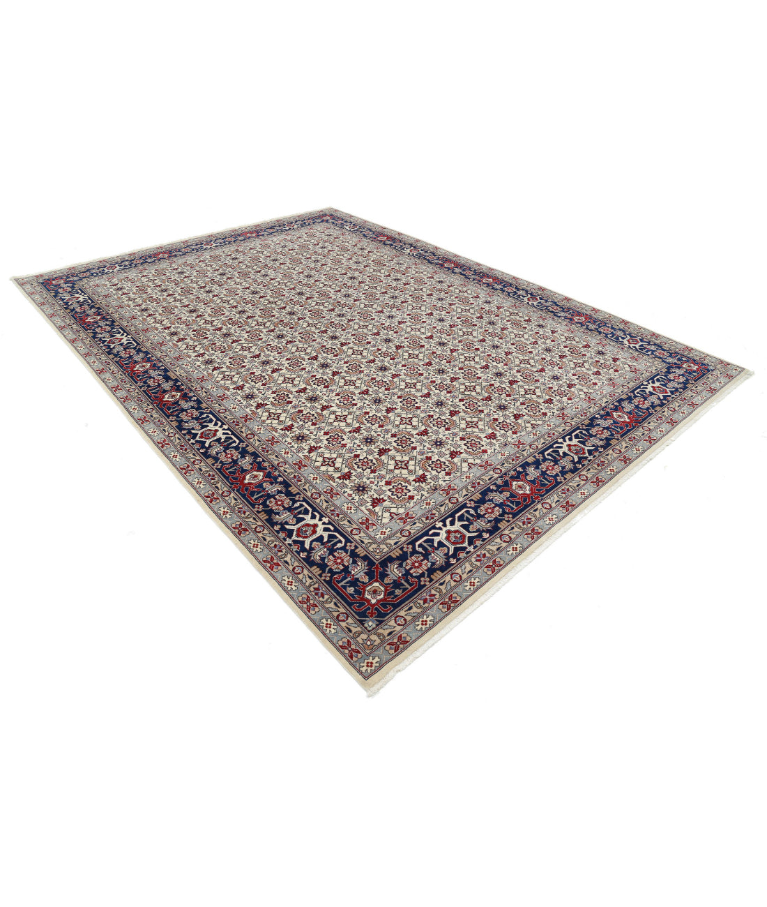 Hand Knotted Heritage Persian Style Wool Rug - 8'3'' x 11'4'' 8'3'' x 11'4'' (248 X 340) / Ivory / Blue
