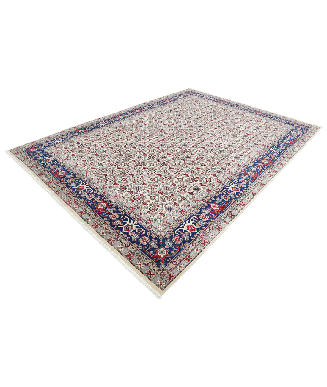 Hand Knotted Heritage Persian Style Wool Rug - 8'3'' x 11'4'' 8'3'' x 11'4'' (248 X 340) / Ivory / Blue