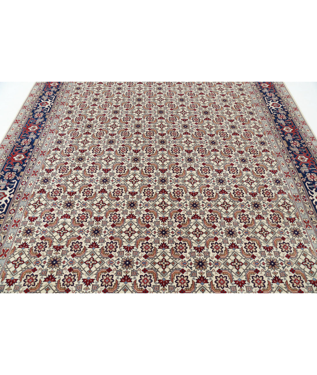 Hand Knotted Heritage Persian Style Wool Rug - 8'3'' x 11'4'' 8'3'' x 11'4'' (248 X 340) / Ivory / Blue