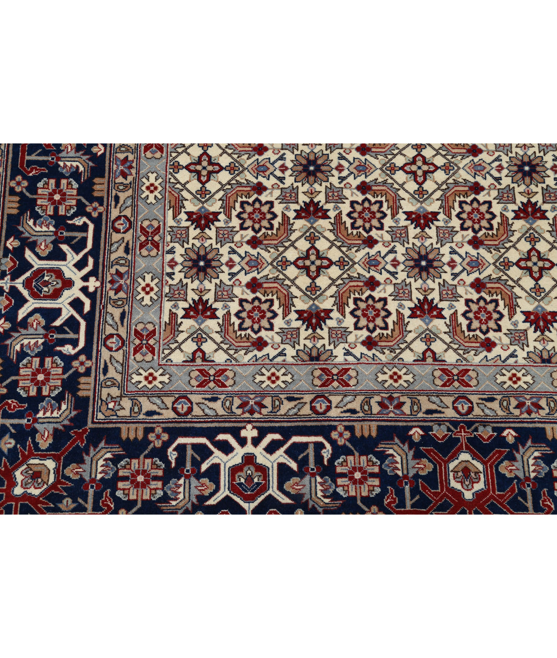 Hand Knotted Heritage Persian Style Wool Rug - 8'3'' x 11'4'' 8'3'' x 11'4'' (248 X 340) / Ivory / Blue