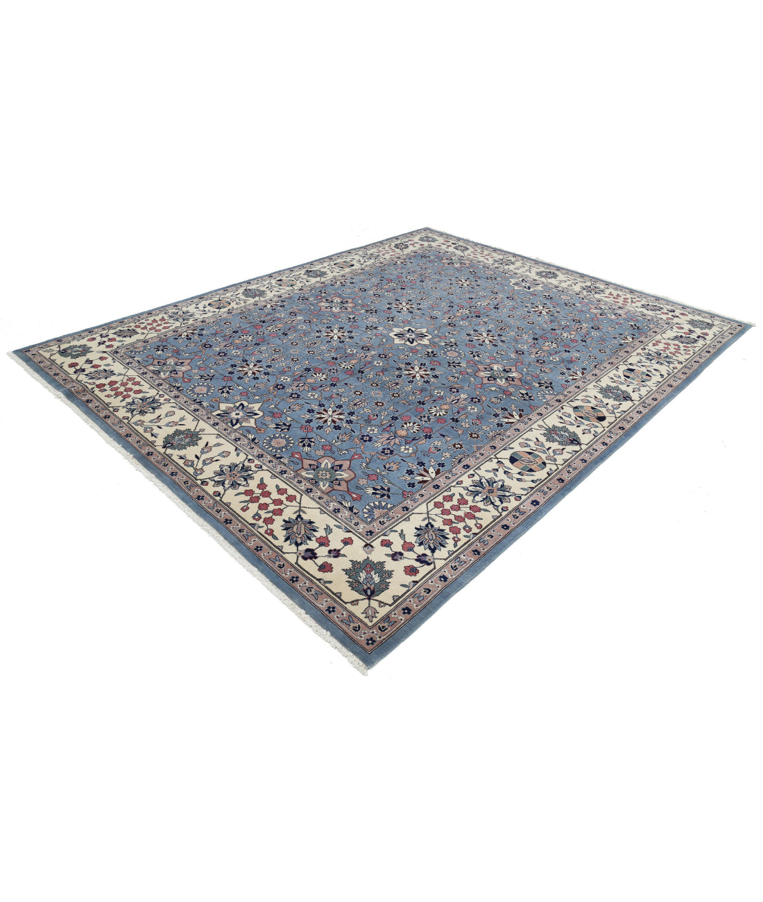 Hand Knotted Heritage Persian Style Wool Rug - 8'1'' x 10'1'' 8'1'' x 10'1'' (243 X 303) / Blue / Ivory