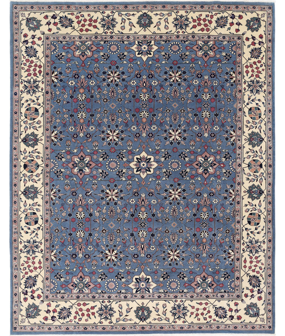 Hand Knotted Heritage Persian Style Wool Rug - 8&#39;1&#39;&#39; x 10&#39;1&#39;&#39; 8&#39;1&#39;&#39; x 10&#39;1&#39;&#39; (243 X 303) / Blue / Ivory