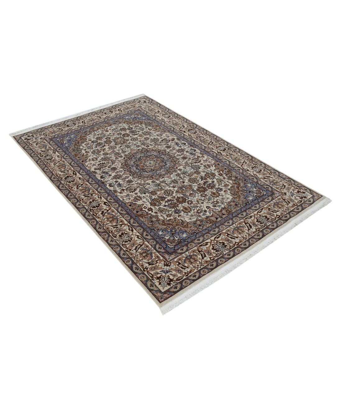 Hand Knotted Heritage Persian Style Wool Rug - 4'0'' x 5'11'' 4'0'' x 5'11'' (120 X 178) / Ivory / Taupe