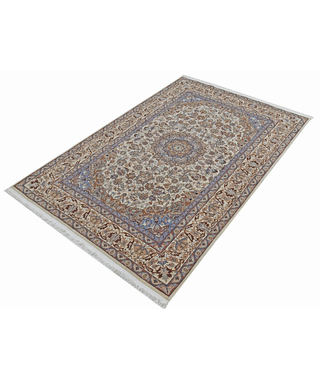 Hand Knotted Heritage Persian Style Wool Rug - 4'0'' x 5'11'' 4'0'' x 5'11'' (120 X 178) / Ivory / Taupe