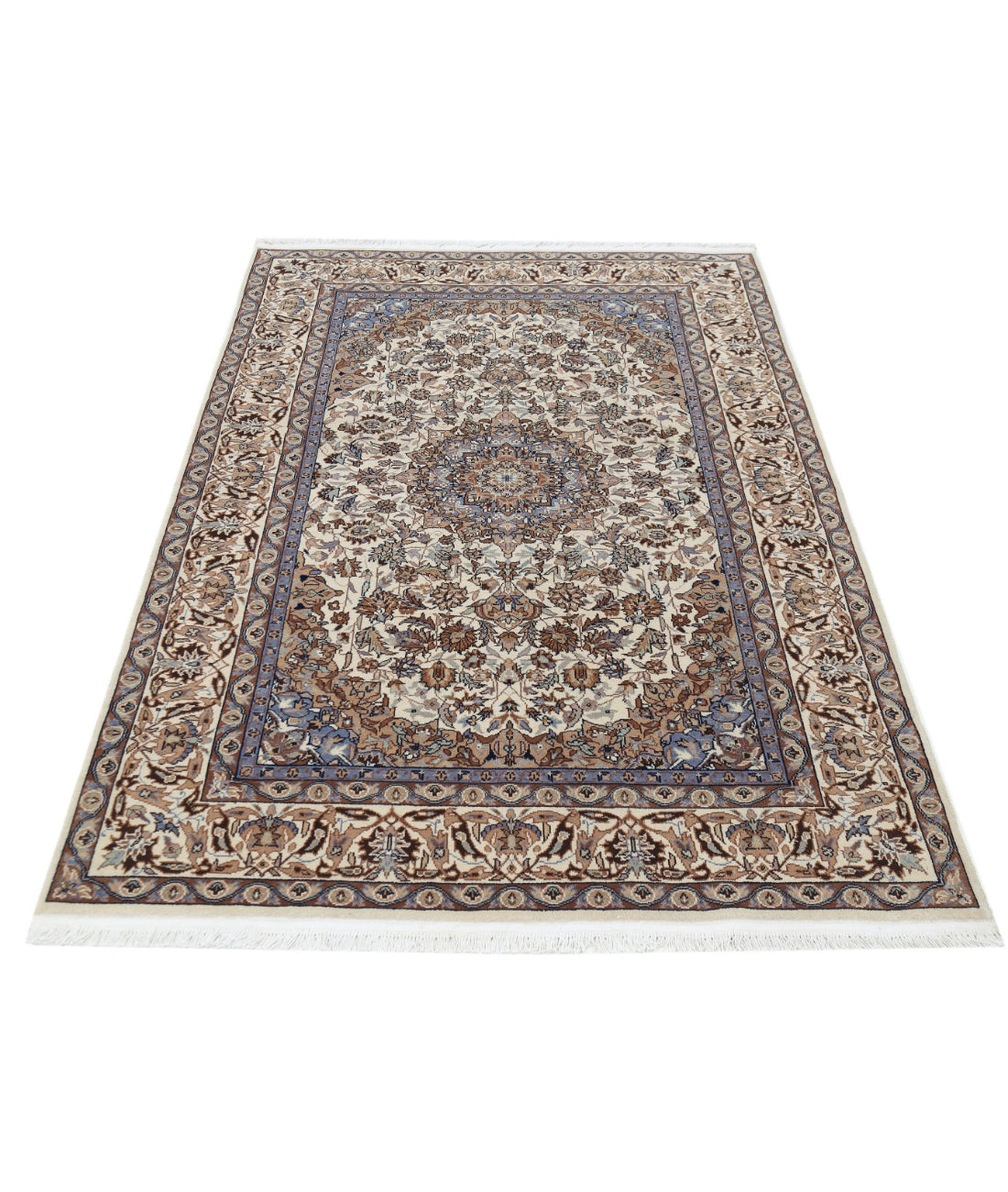 Hand Knotted Heritage Persian Style Wool Rug - 4'0'' x 5'11'' 4'0'' x 5'11'' (120 X 178) / Ivory / Taupe