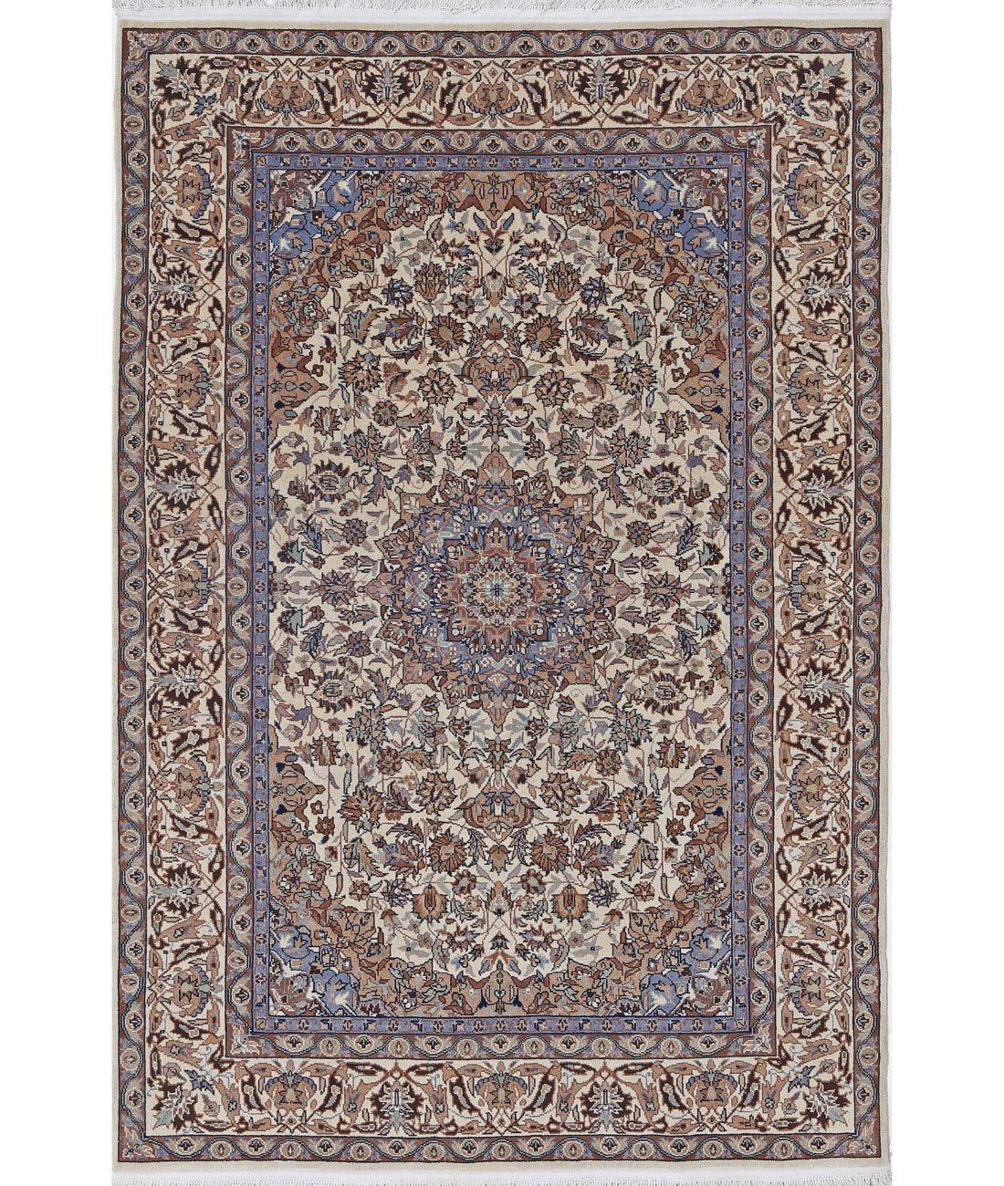 Hand Knotted Heritage Persian Style Wool Rug - 4'0'' x 5'11'' 4'0'' x 5'11'' (120 X 178) / Ivory / Taupe