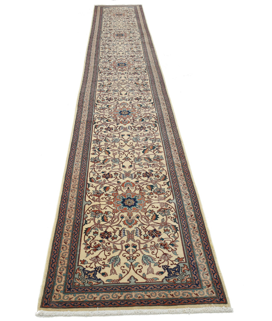 Hand Knotted Heritage Persian Style Wool Rug - 2'6'' x 19'10'' 2'6'' x 19'10'' (75 X 595) / Beige / Green