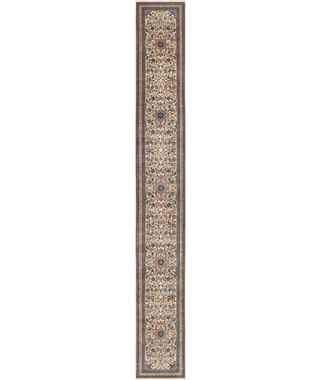 Hand Knotted Heritage Persian Style Wool Rug - 2'6'' x 19'10'' 2'6'' x 19'10'' (75 X 595) / Beige / Green