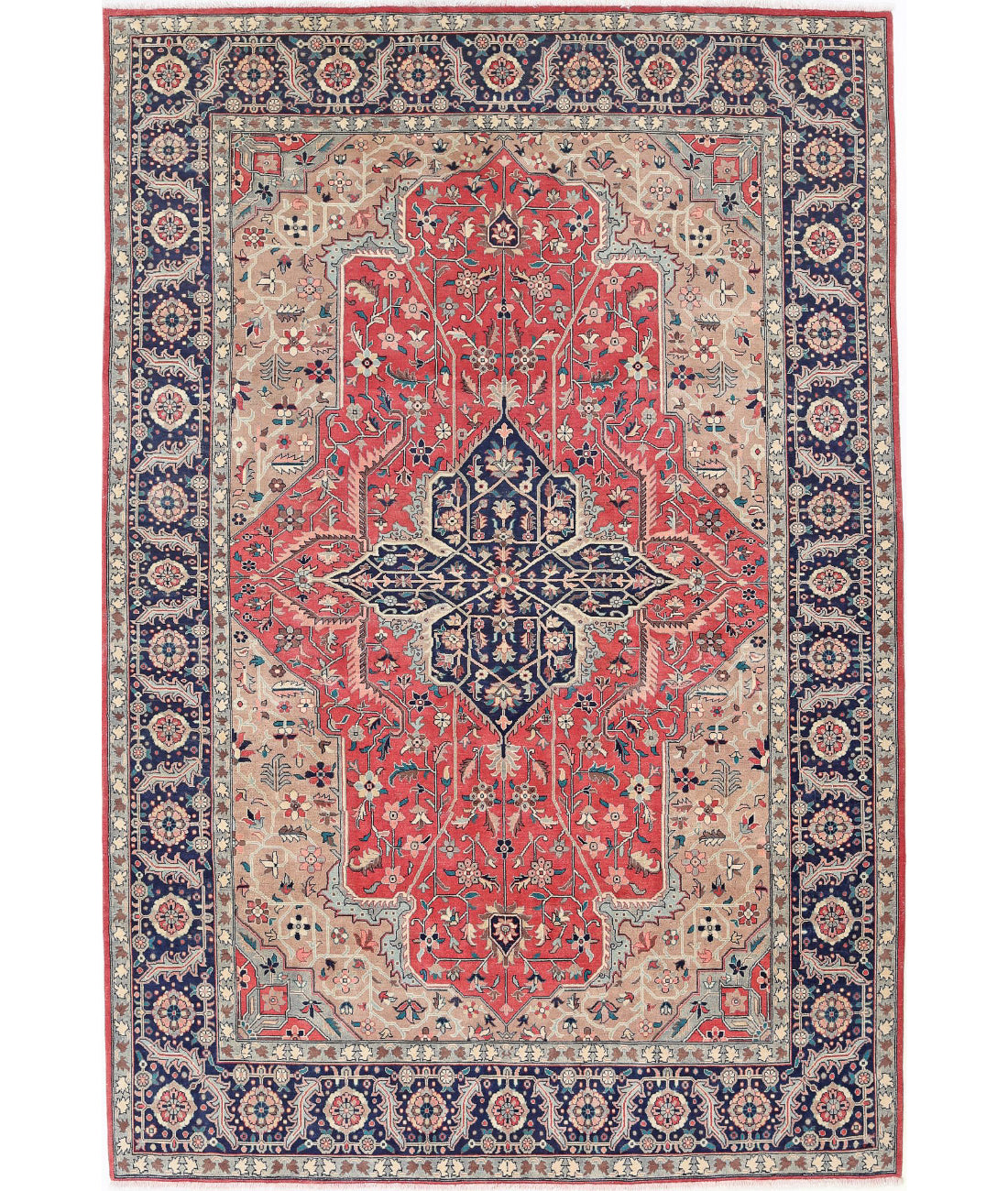 Hand Knotted Heritage Persian Style Heriz Wool Rug - 6&#39;0&#39;&#39; x 8&#39;11&#39;&#39; 6&#39;0&#39;&#39; x 8&#39;11&#39;&#39; (180 X 268) / Pink / Blue