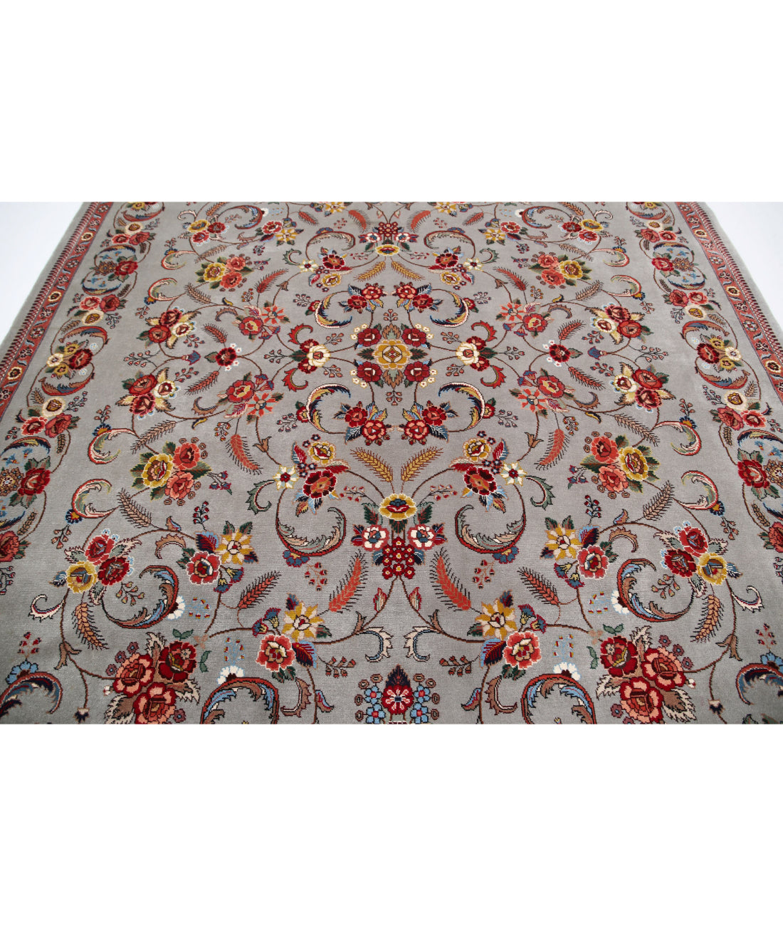 Hand Knotted Heritage Persian Style Wool Rug - 8'6'' x 11'3'' 8'6'' x 11'3'' (255 X 338) / Grey / Red