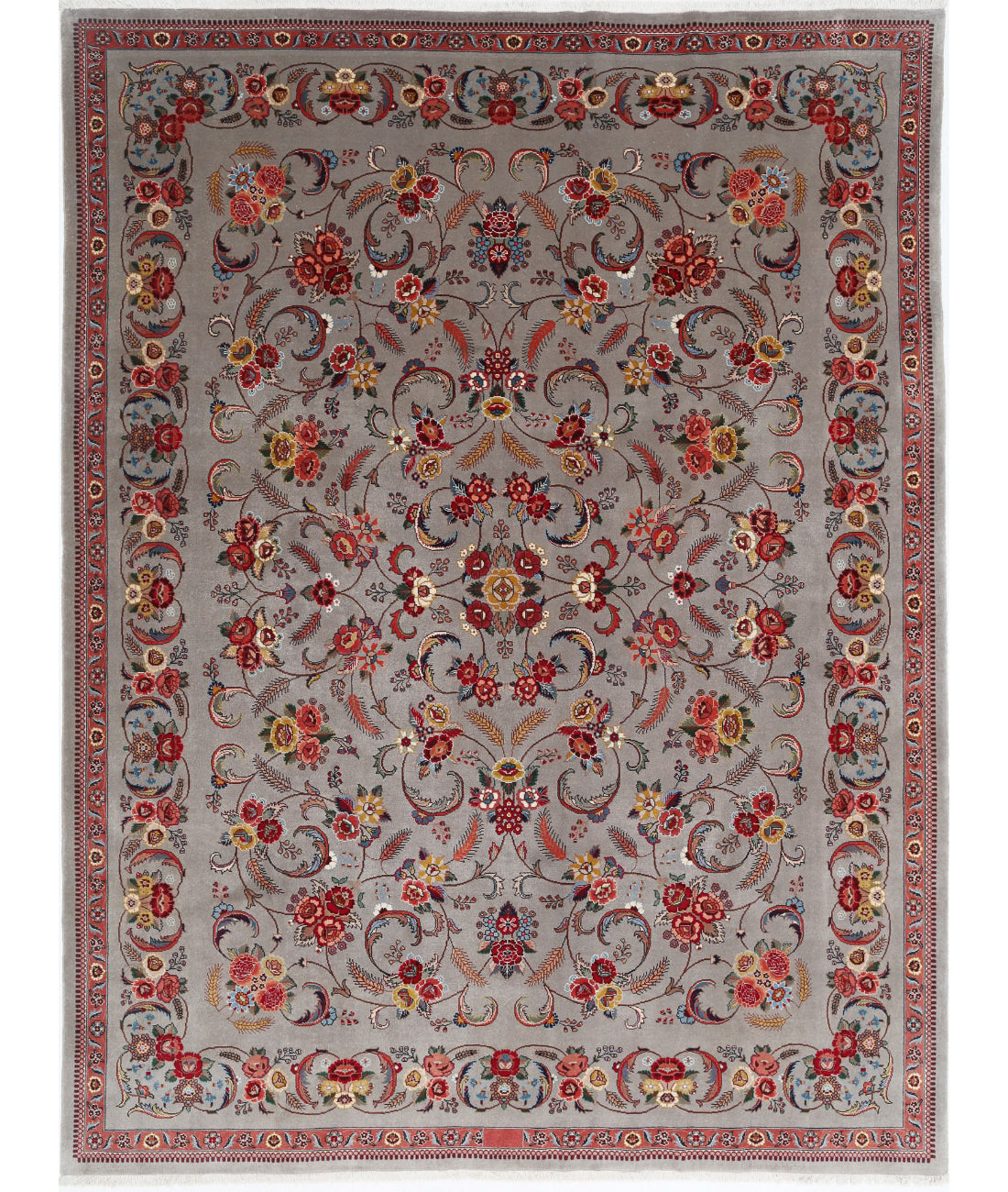 Hand Knotted Heritage Persian Style Wool Rug - 8&#39;6&#39;&#39; x 11&#39;3&#39;&#39; 8&#39;6&#39;&#39; x 11&#39;3&#39;&#39; (255 X 338) / Grey / Red