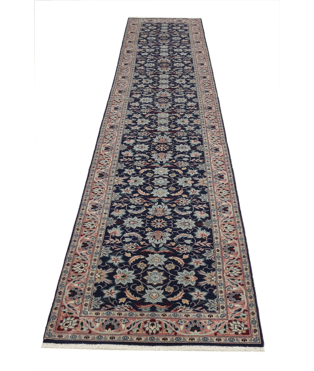 Hand Knotted Heritage Persian Style Wool Rug - 2'6'' x 13'8'' 2'6'' x 13'8'' (75 X 410) / Blue / Pink