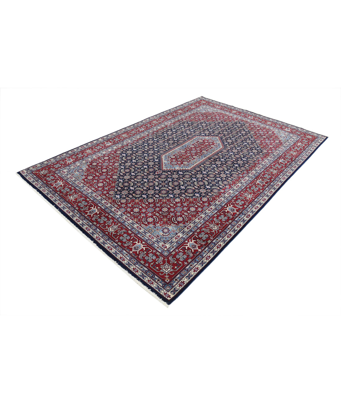 Hand Knotted Heritage Persian Style Bijar Wool Rug - 6'0'' x 9'0'' 6'0'' x 9'0'' (180 X 270) / Blue / Red