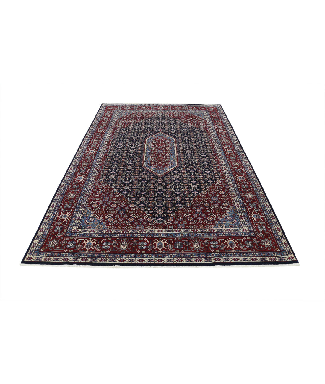 Hand Knotted Heritage Persian Style Bijar Wool Rug - 6'0'' x 9'0'' 6'0'' x 9'0'' (180 X 270) / Blue / Red