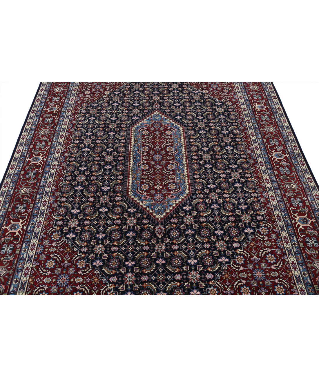 Hand Knotted Heritage Persian Style Bijar Wool Rug - 6'0'' x 9'0'' 6'0'' x 9'0'' (180 X 270) / Blue / Red