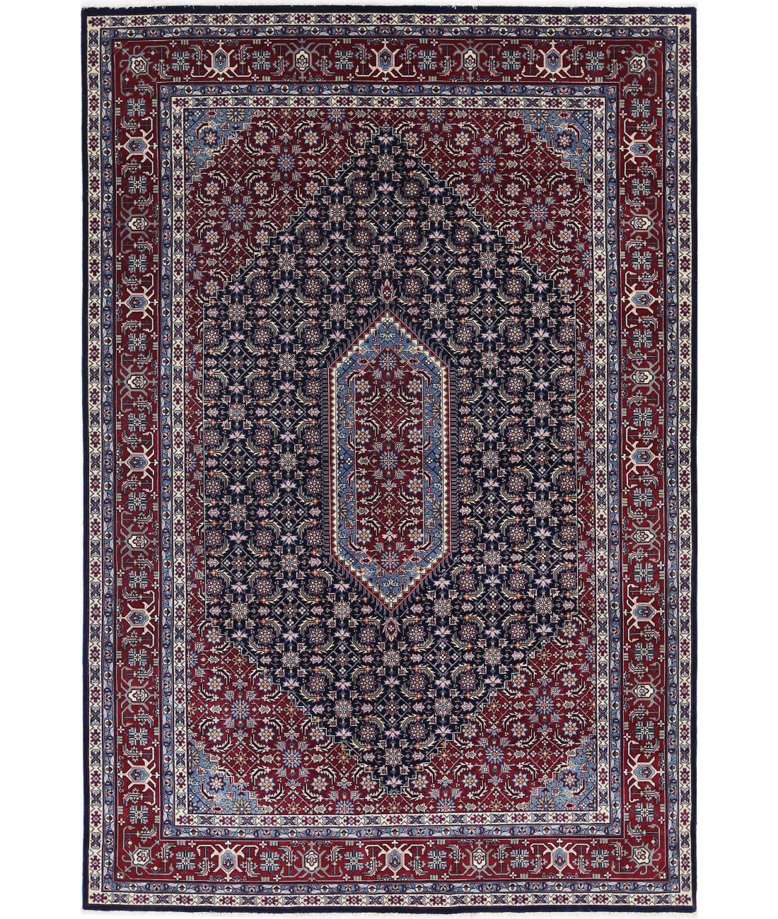 Hand Knotted Heritage Persian Style Bijar Wool Rug - 6&#39;0&#39;&#39; x 9&#39;0&#39;&#39; 6&#39;0&#39;&#39; x 9&#39;0&#39;&#39; (180 X 270) / Blue / Red