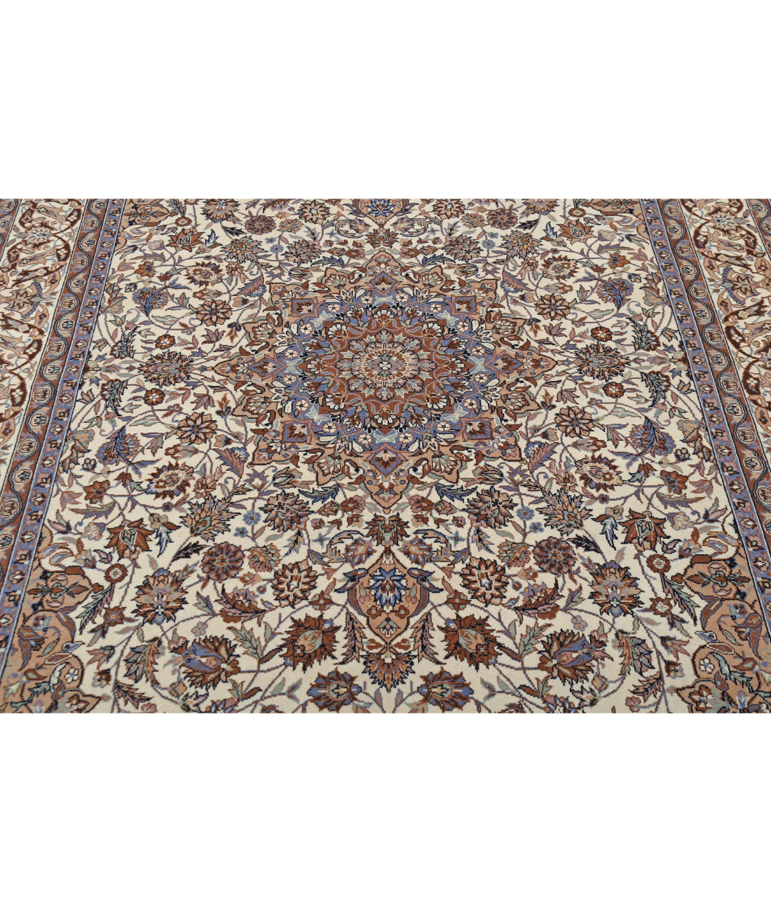 Hand Knotted Heritage Persian Style Wool Rug - 6'1'' x 9'0'' 6'1'' x 9'0'' (183 X 270) / Ivory / Blue