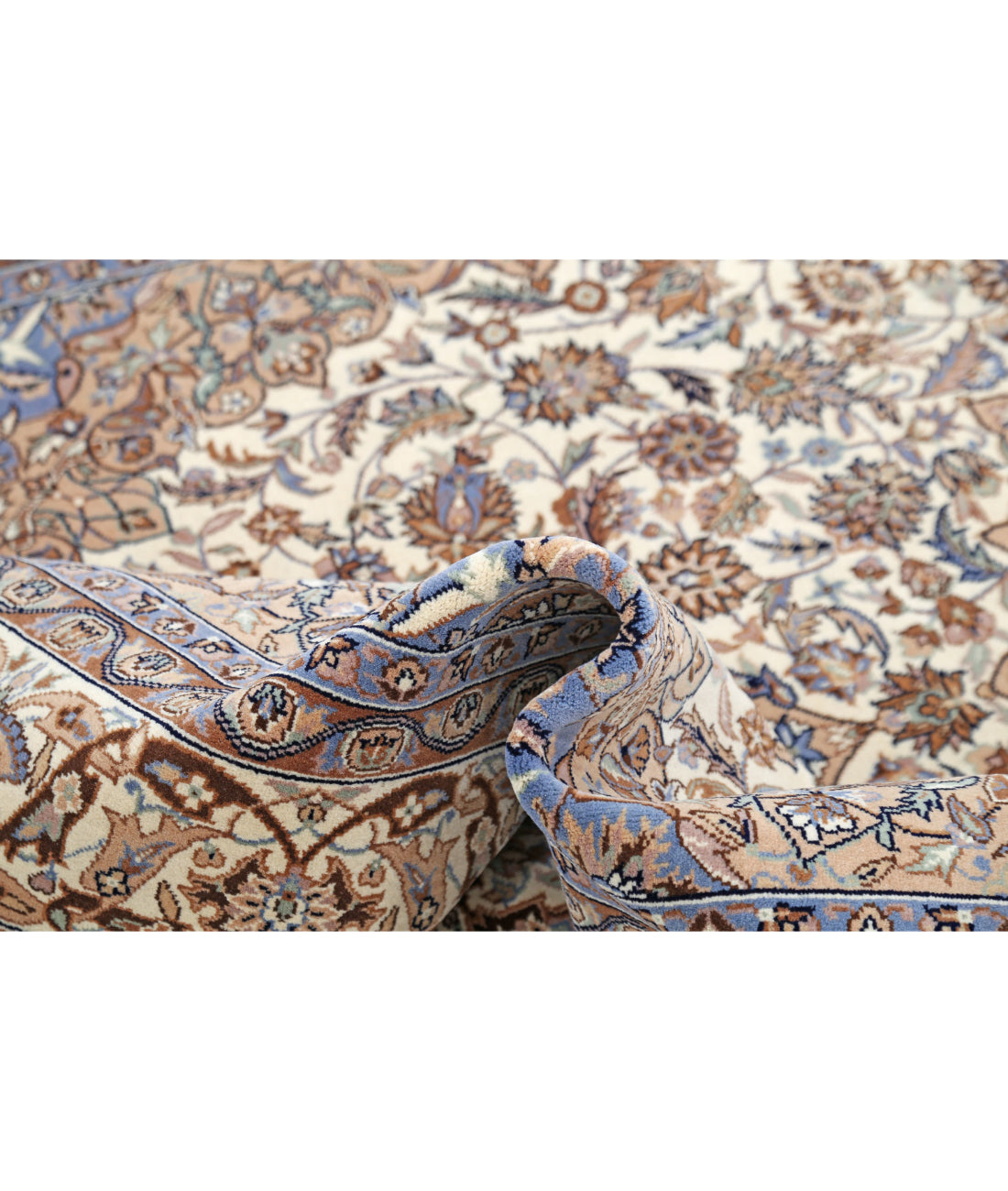 Hand Knotted Heritage Persian Style Wool Rug - 6'1'' x 9'0'' 6'1'' x 9'0'' (183 X 270) / Ivory / Blue