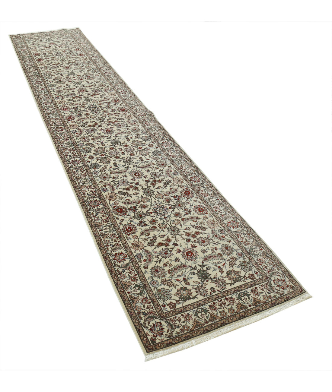 Hand Knotted Heritage Persian Style Wool Rug - 2'6'' x 11'11'' 2'6'' x 11'11'' (75 X 358) / Ivory / Taupe