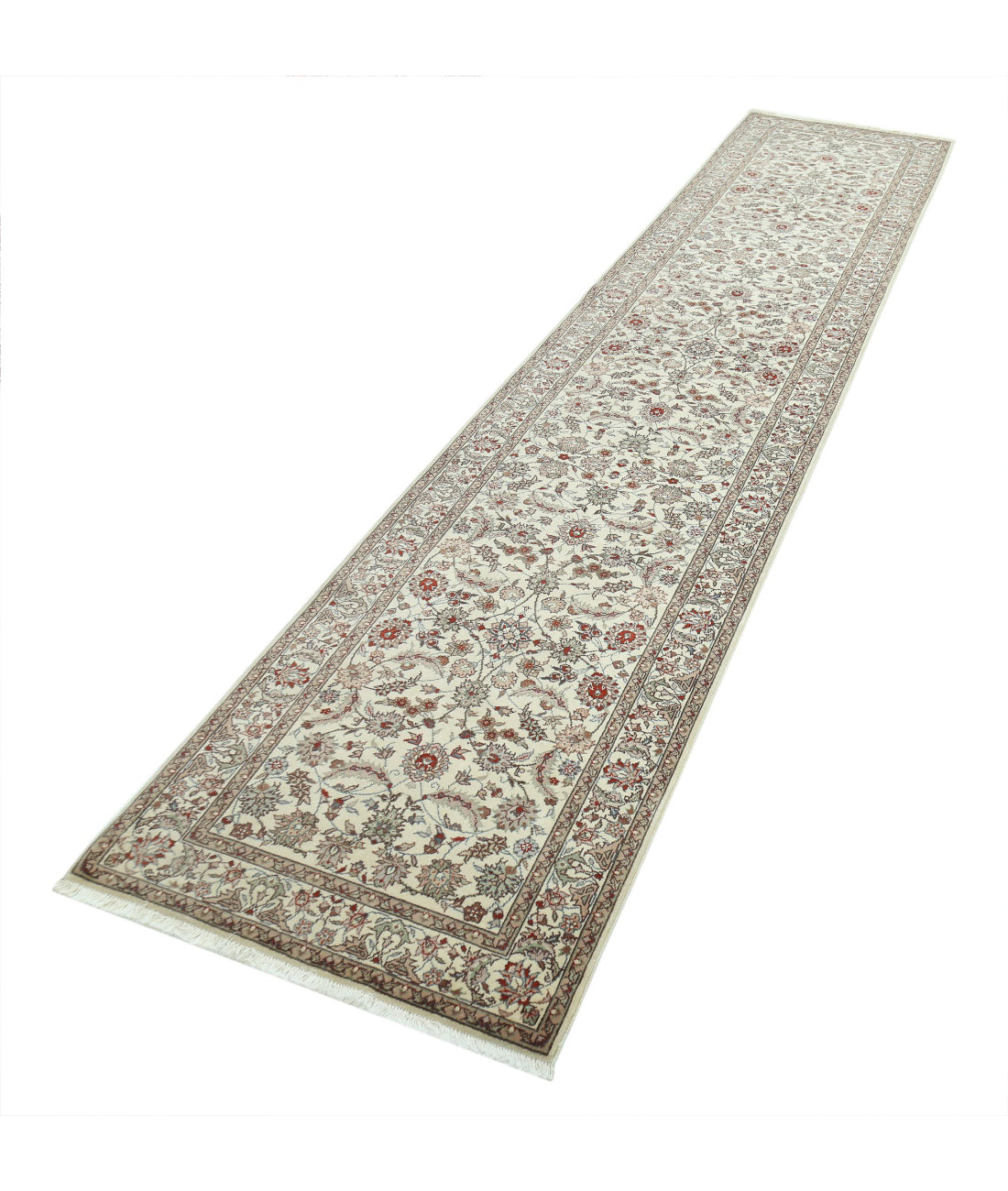 Hand Knotted Heritage Persian Style Wool Rug - 2'6'' x 11'11'' 2'6'' x 11'11'' (75 X 358) / Ivory / Taupe